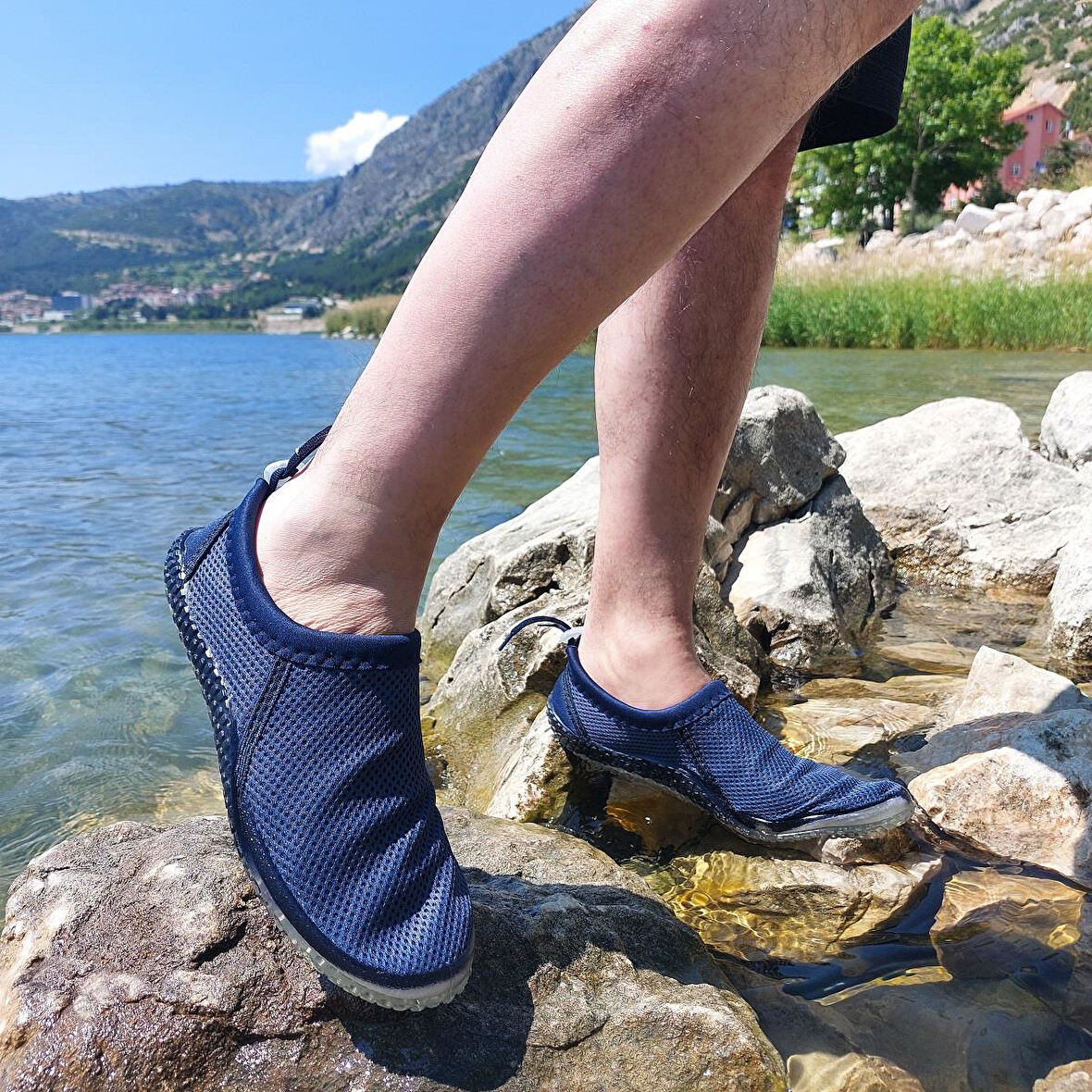 Serabien MG Lacivert Kaydırmaz Taban Havuz Deniz Sörf Ayakkabısı