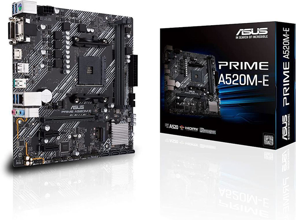 ASUS Prime Anakart A520M-E AMD A520 Am4 DDR4 4400 Hdmı Dvı Vga