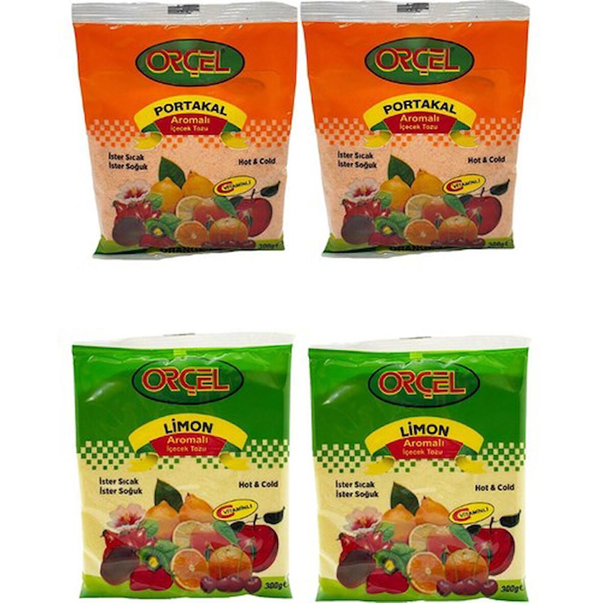 Orçel 2 Portakal + 2 Limon  Aromalı İçecek Tozu Oralet Çay 4x300gr.