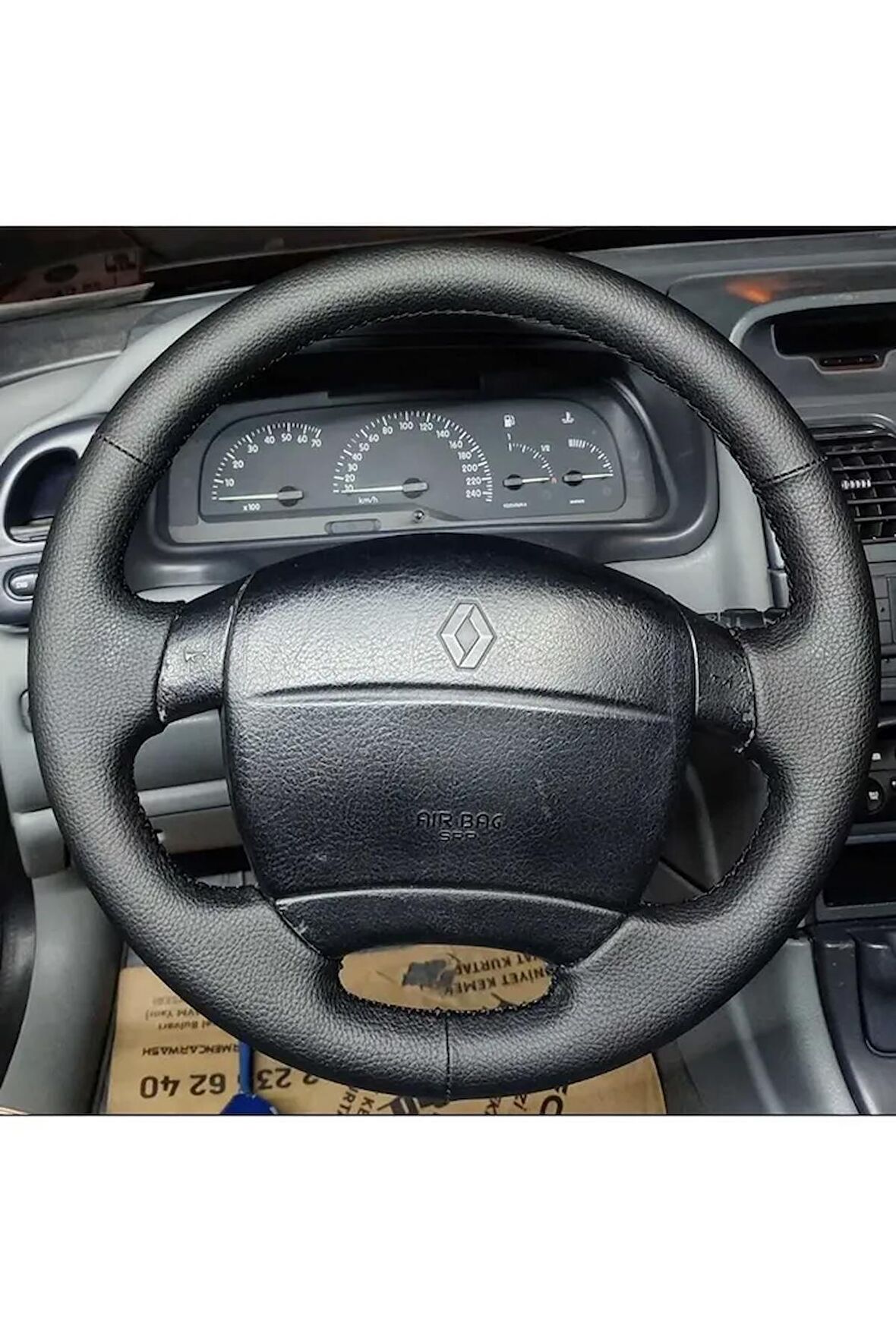 Renault Laguna 1 araca özel düreksiyon kılıfı (2000model düz siyah deri)