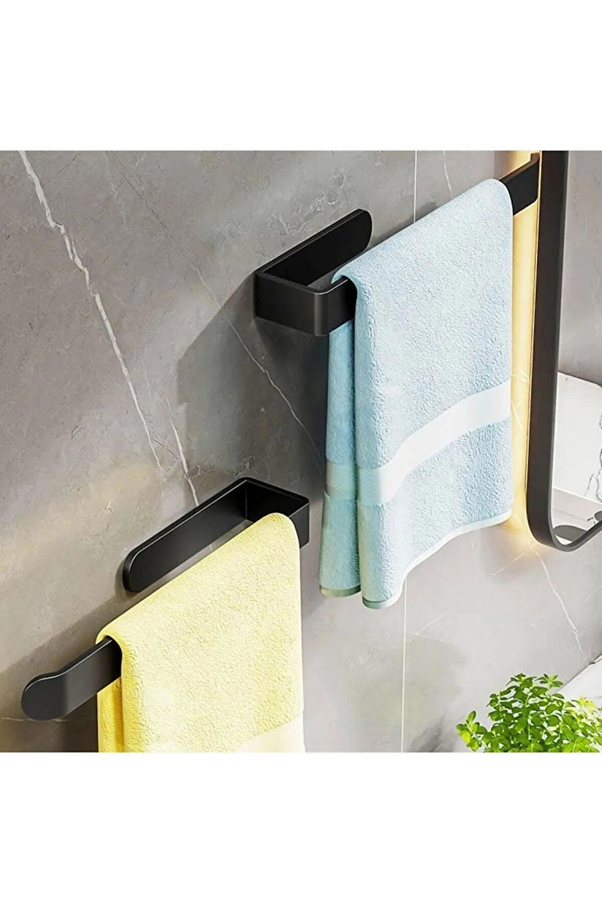 YAPIŞKANLI METAL DOLU DEMİR SOLO HAVLU ASKISI SİYAH RENK 