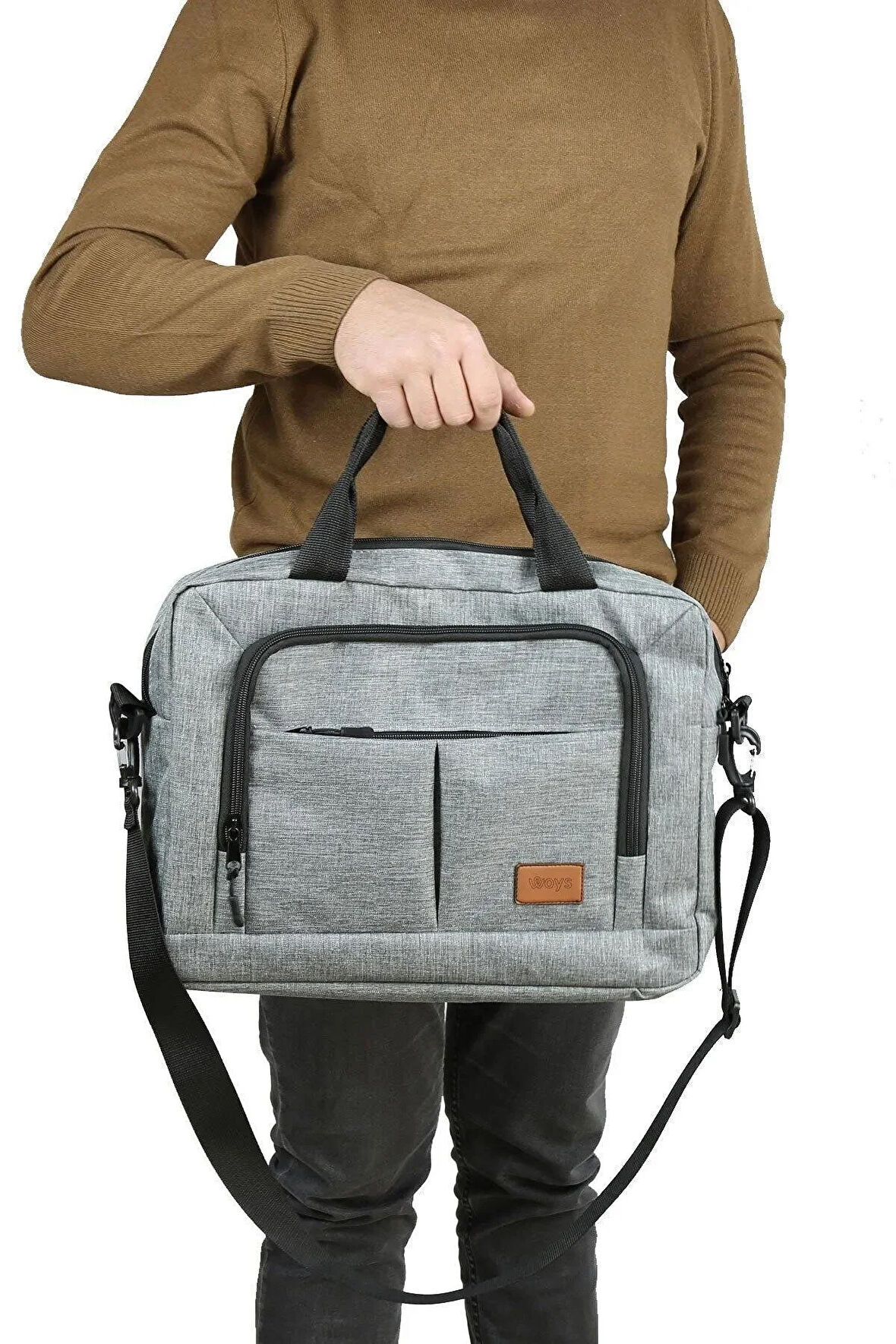 15.6" Evrak Bilgisayar Çantası Notebook Laptop Çantası - Keten Gri