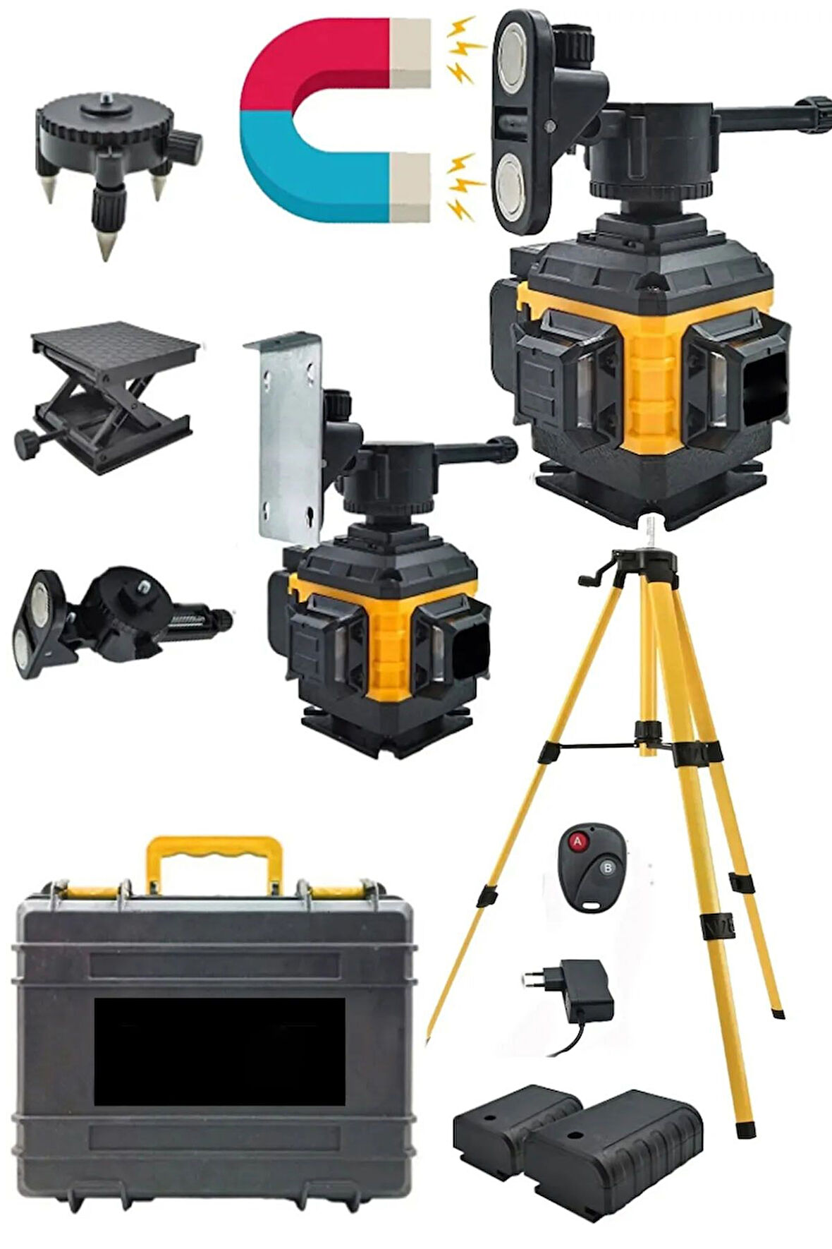Pro Alman Kaucuk 360° 12 Köşe Otomatik Hizalamalı Çizgili Lazer Tripot Ayak