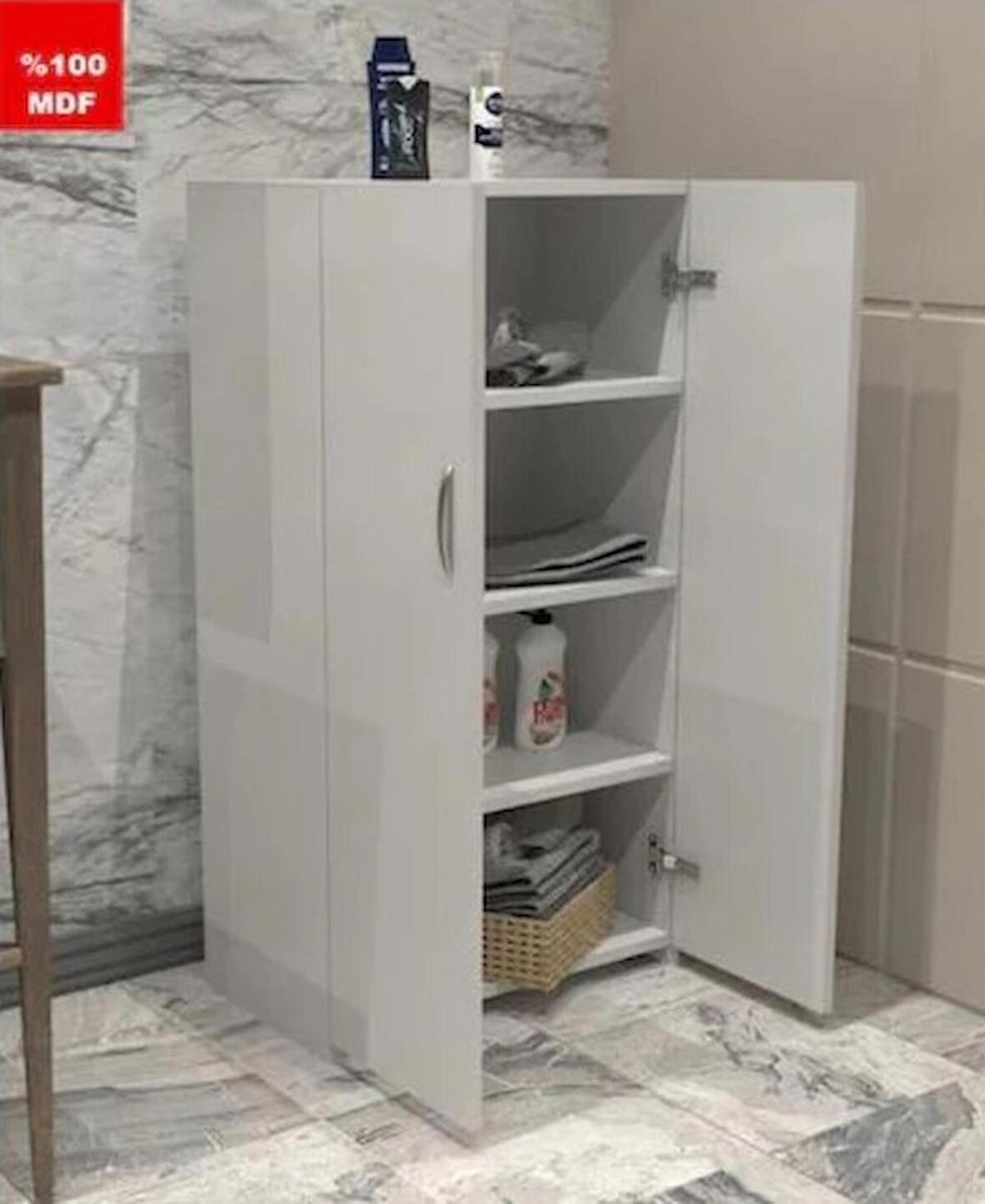 ZerkaConcept Nisa Tamamı MDF Çok Amaçlı 4 Bölmeli Mutfak Banyo Dolap Kitaplık