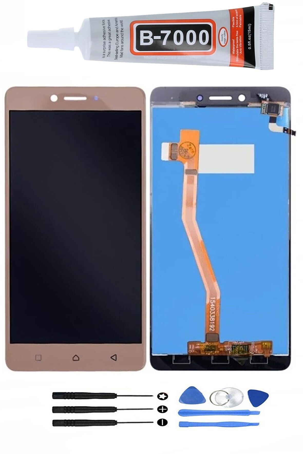 lenovo k6 note k33a48 ekran dokunmatik full çıtasız tamir set hediyeli gold renk