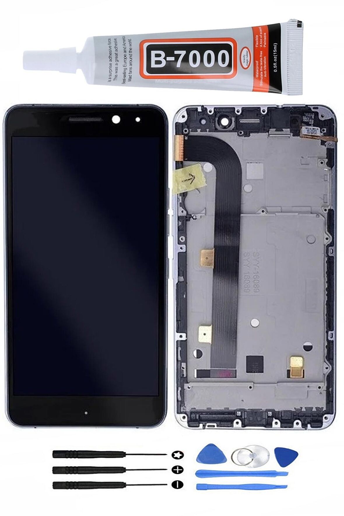 general mobile gm5 plus gm5plus ekran dokunmatik full kasalı set hediyeli siyah ekran