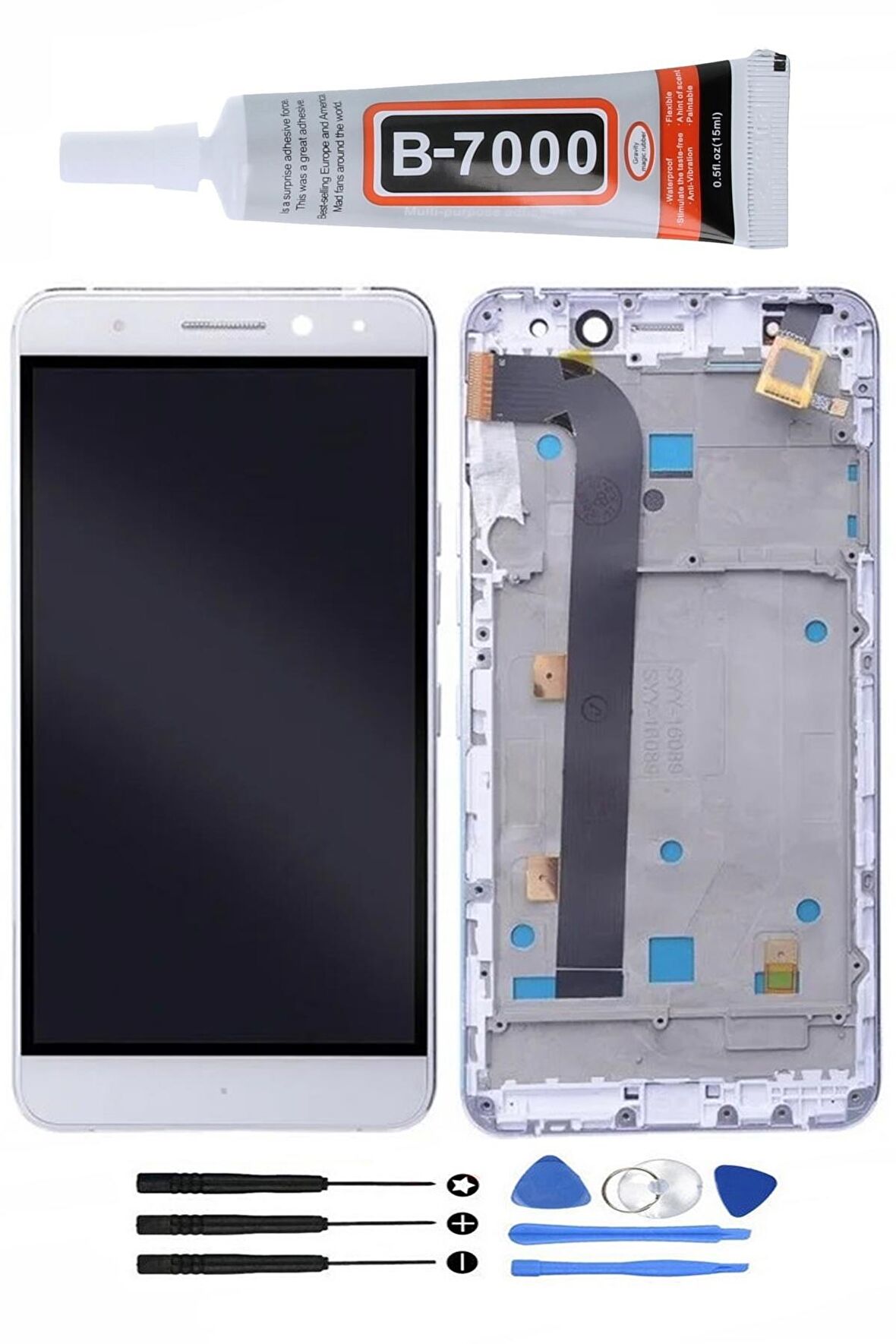 general mobile gm5 plus gm5plus ekran dokunmatik full kasalı set hediyeli beyaz ekran