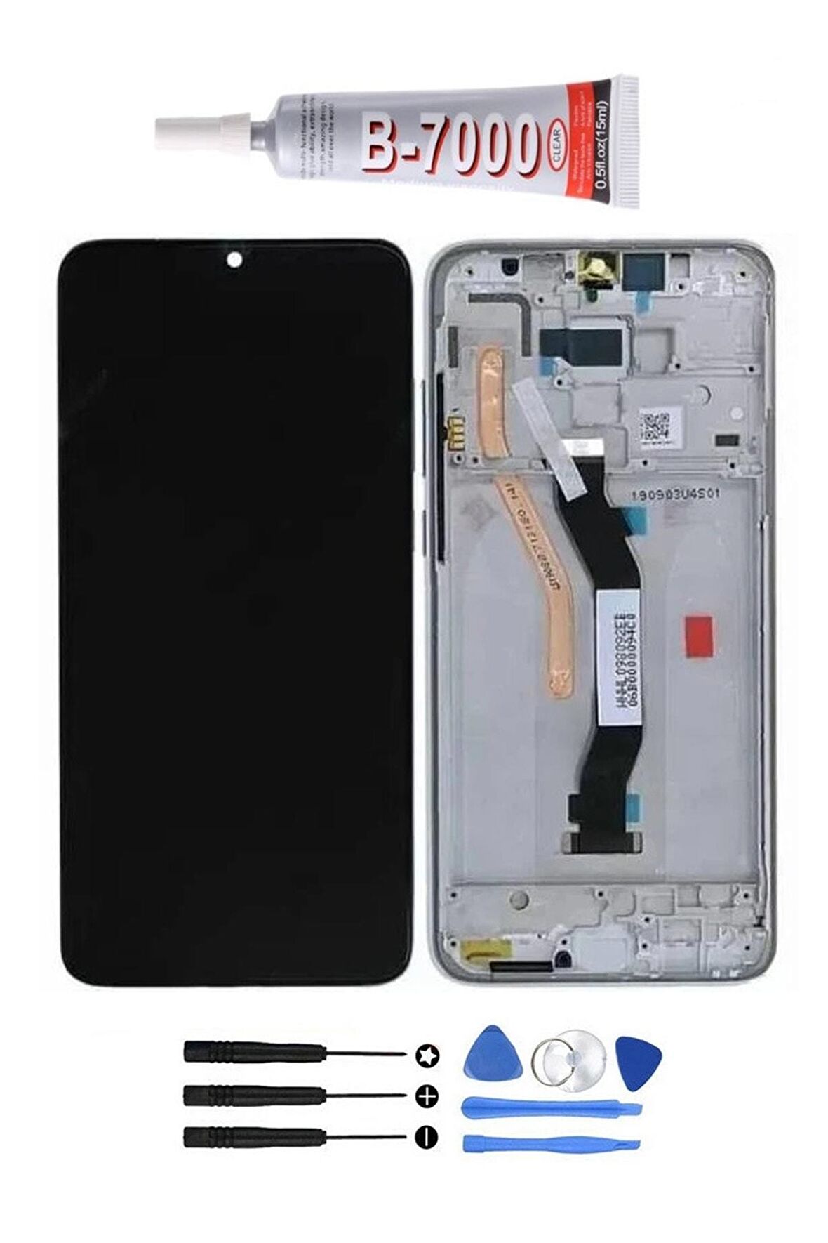 Xiaomi Redmi Note 8 Lcd Ekran Dokunmatik Full Çıtalı Orjinal Ebatında Tamir Seti Hediyeli Gri Renk