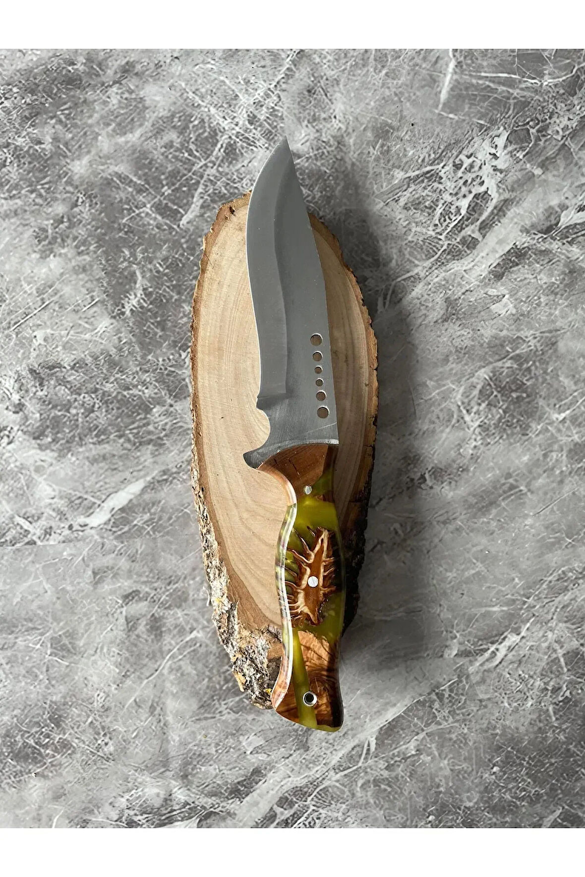 Kozalak Hibrit Açık Yeşil Epoksi Kabze Kamp Bıçağı –Outdoor, Hediyelik & Koleksiyonluk | 27 cm