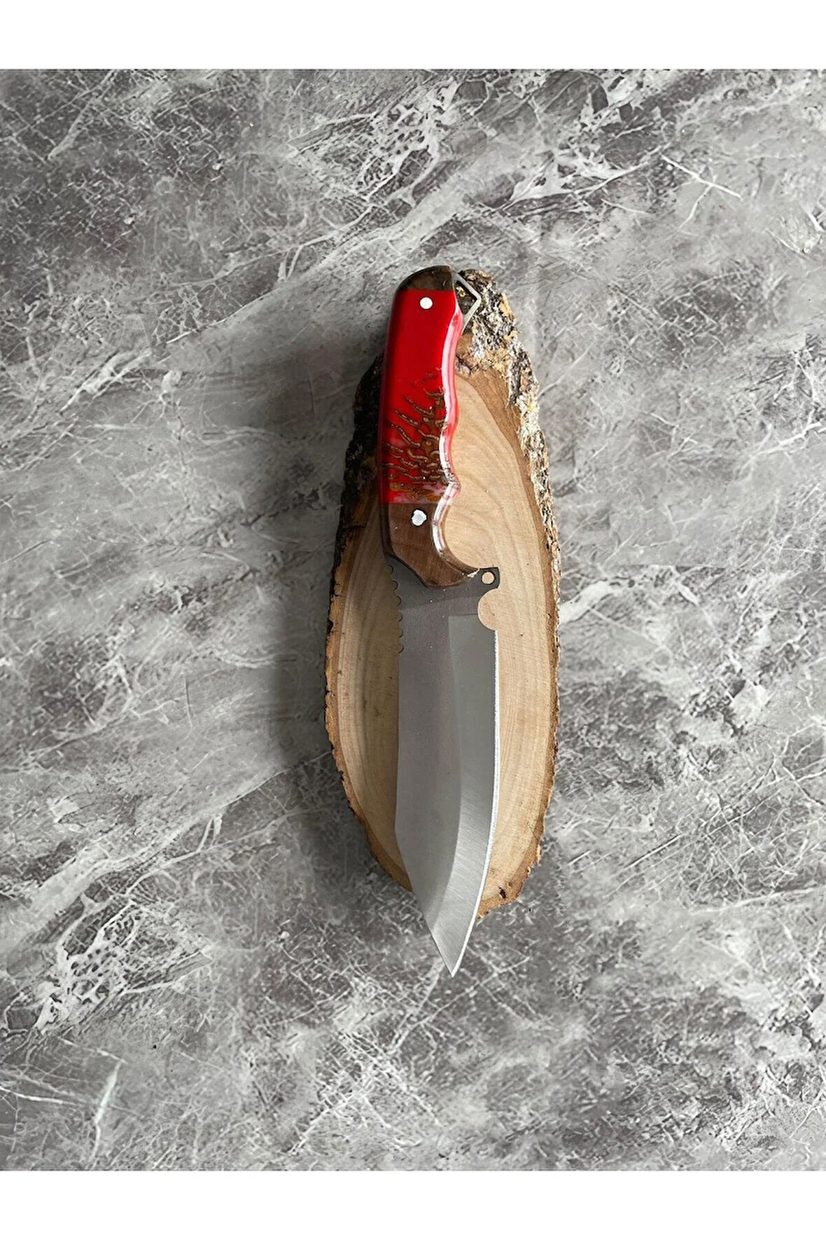 Kozalak Hibrit Kırmızı Epoksi Kabze Kamp Bıçağı – Outdoor, Hediyelik & Koleksiyonluk | 26 cm