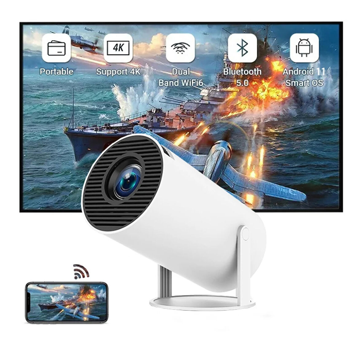 HD 4K Taşınabilir Led Projektör ile Sinema Keyfi