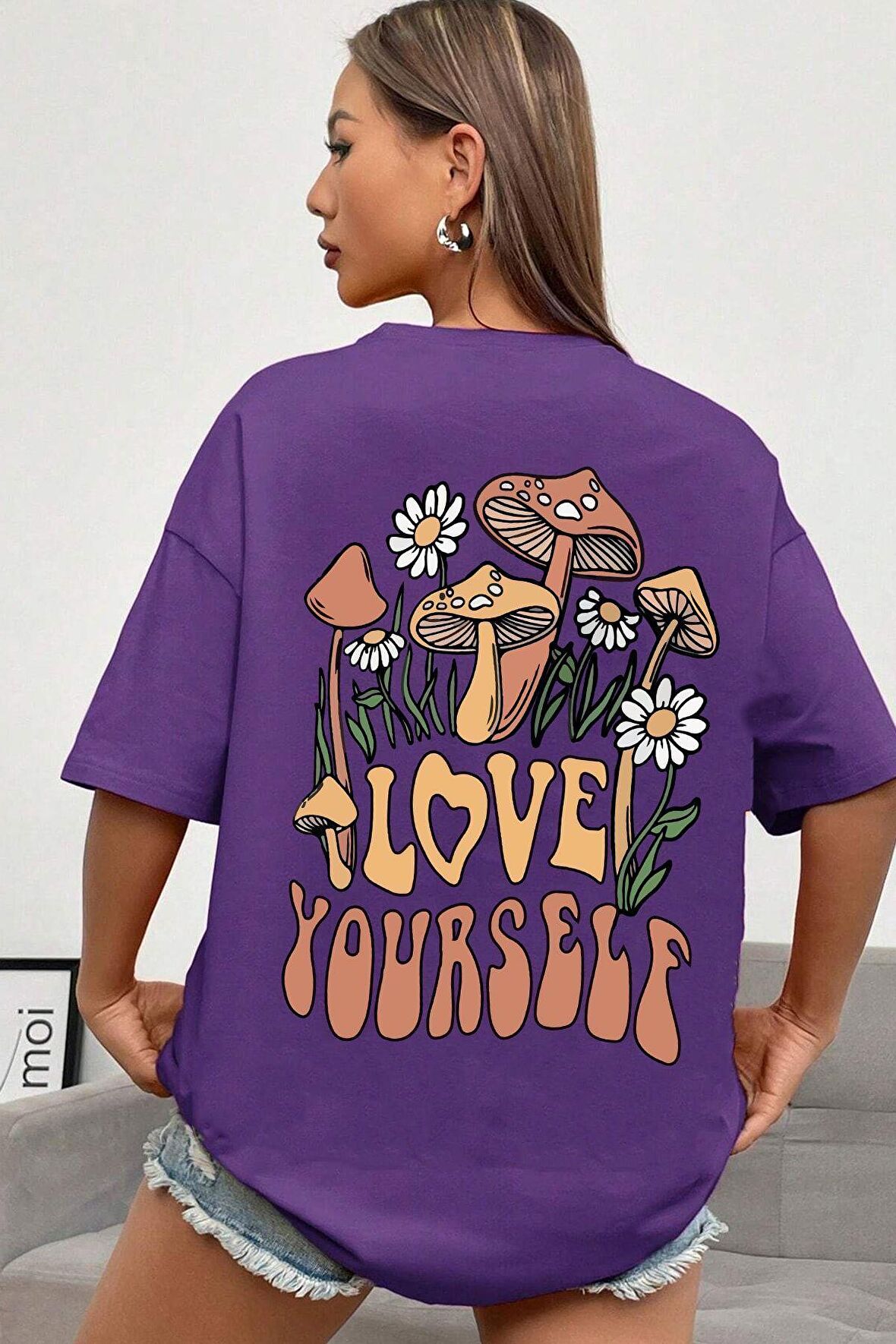 Unisex Kalp Baskılı T-shirt