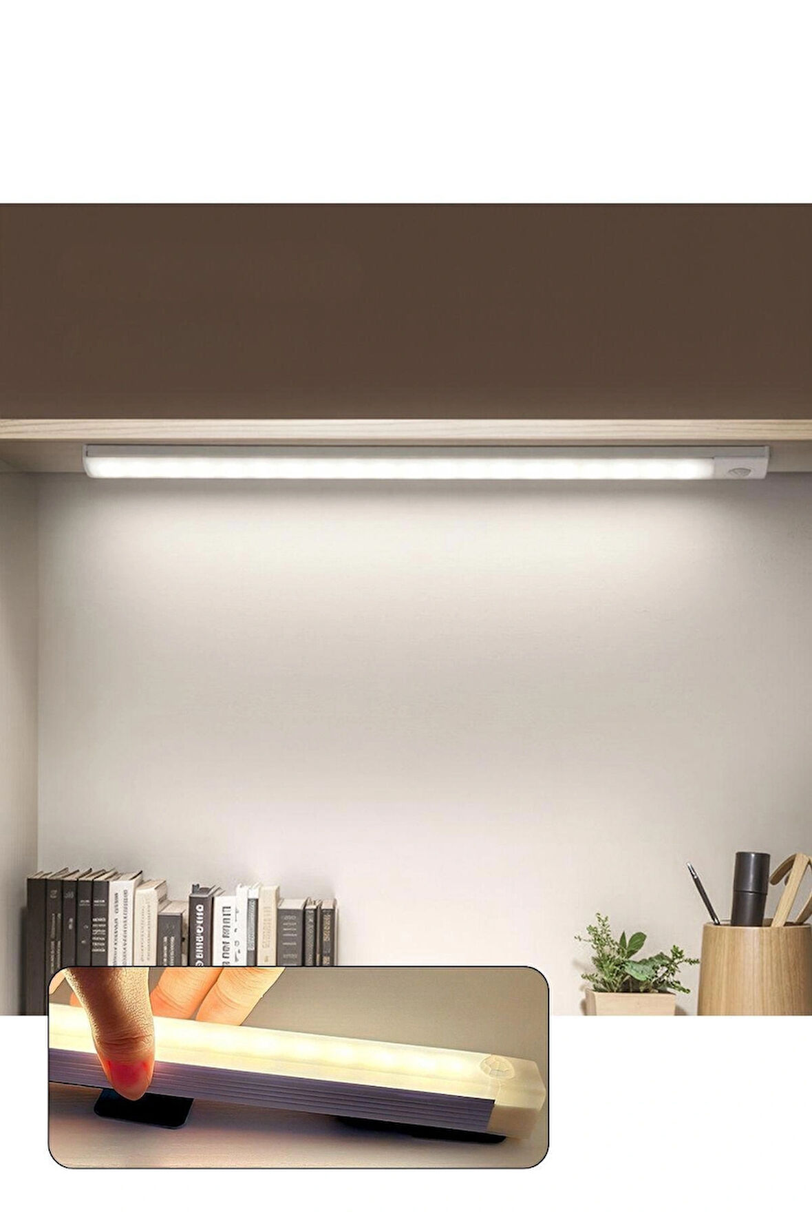50 cm Beyaz Işık Sensörlü LED Lamba – Şarjlı, Dolap ve Koridor Kullanımı