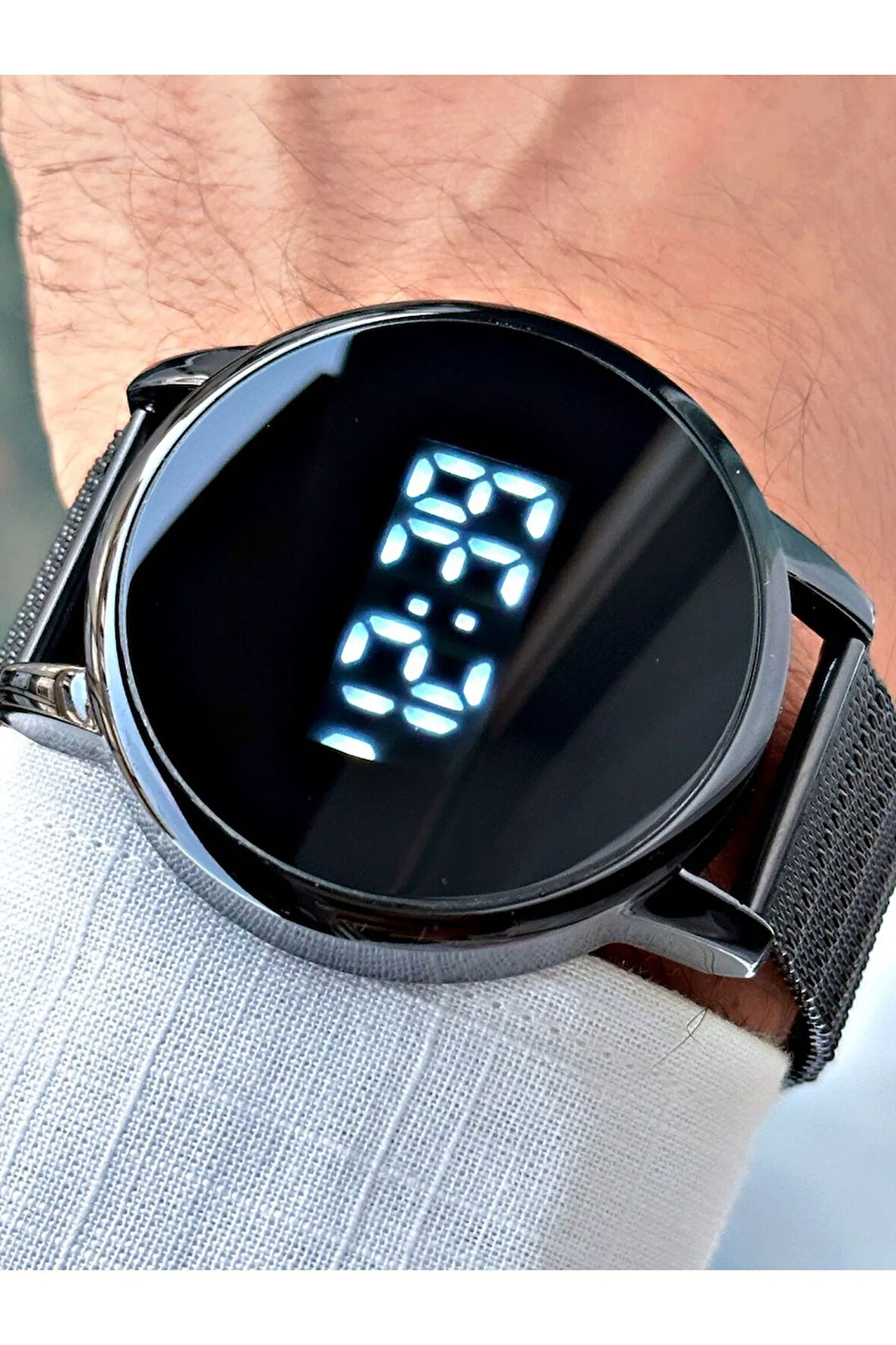 Led Dijital Hasır Kordon Erkek Kol Saati