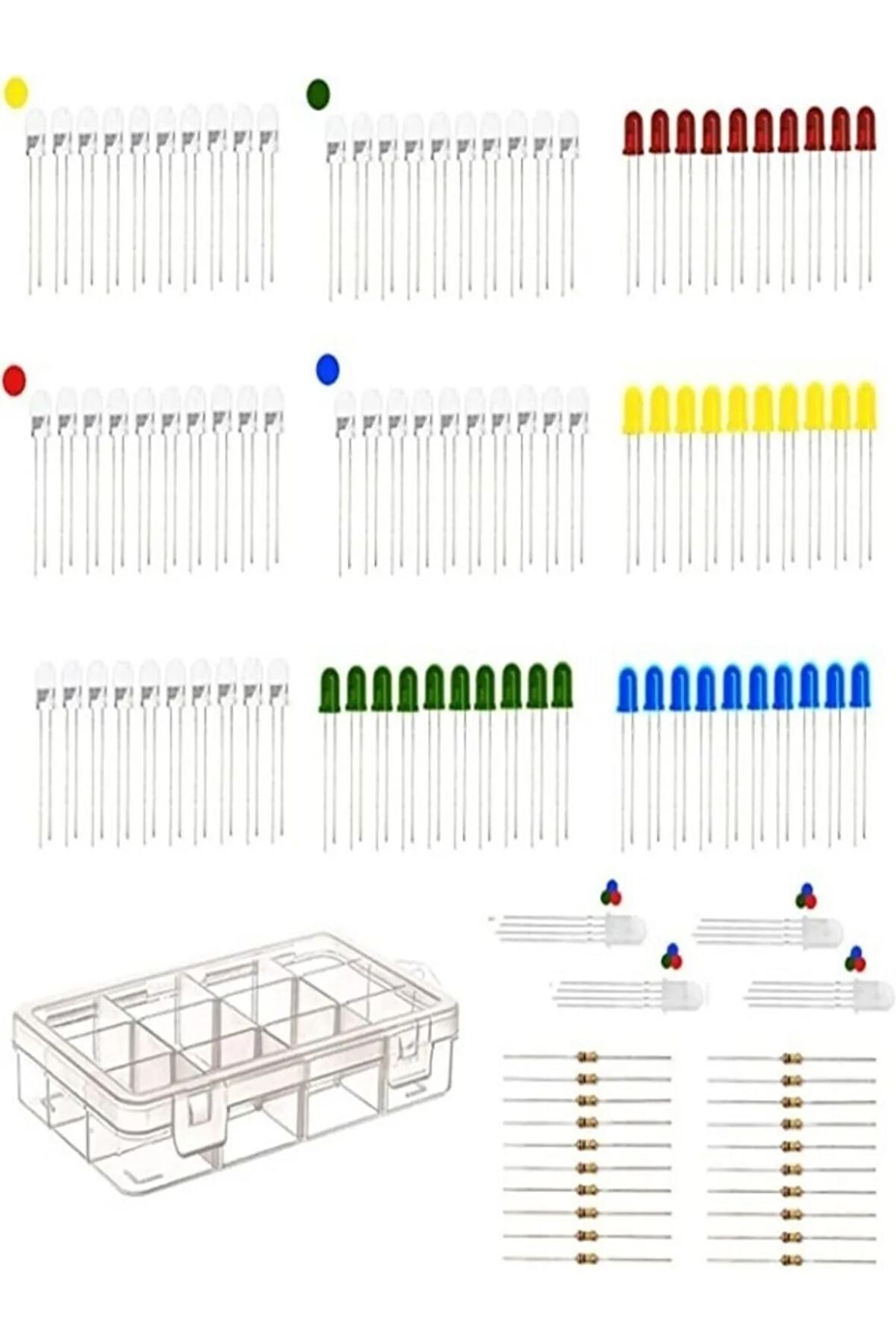 5mm Arduino Diyot Led Ve Direnç Seti - 15 Parça 135 Adet