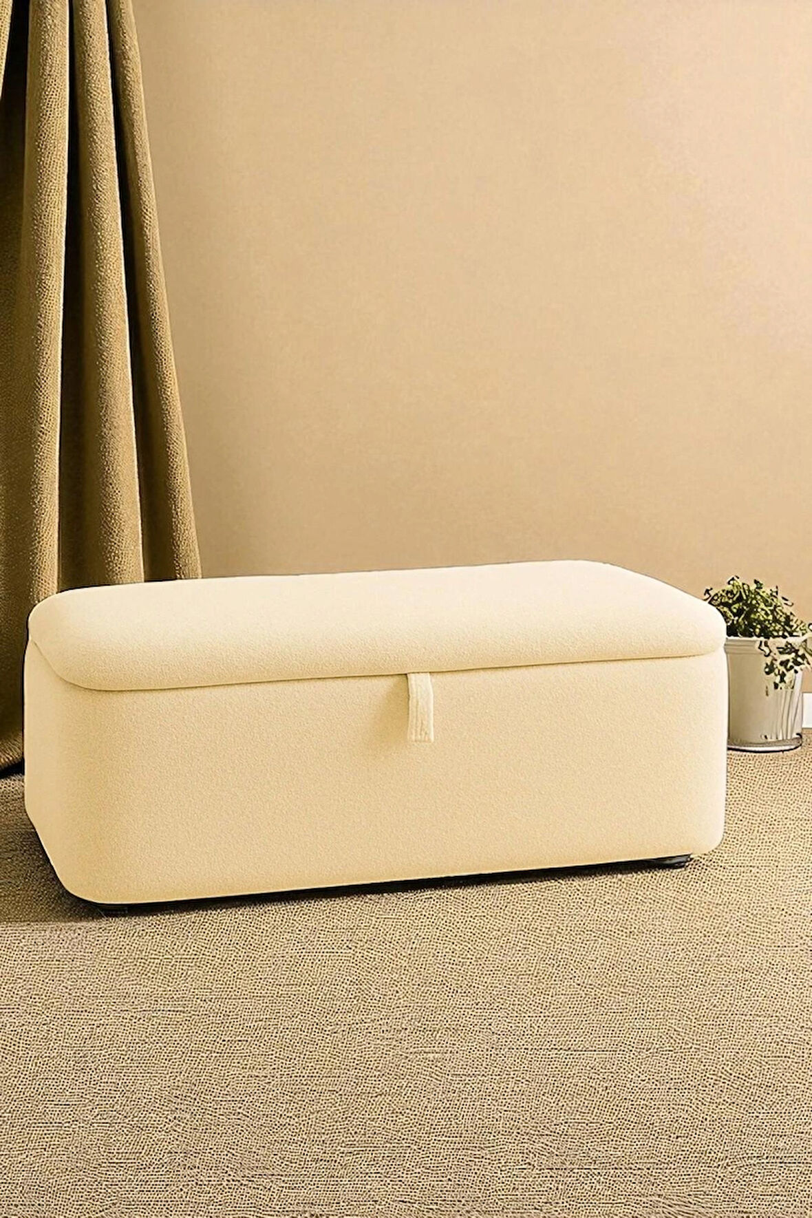 LENA Teddy Kumaş Sandıklı Puf Bench – Depolama, Oturma ve Yatak Ucu Bank