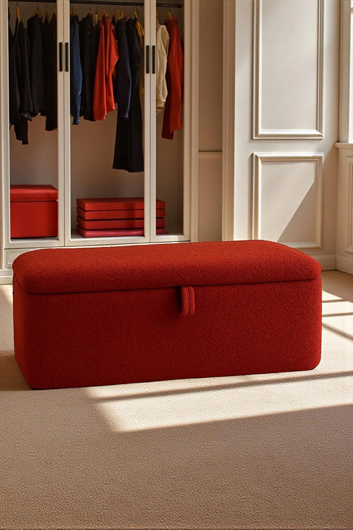 LENA Teddy Kumaş Sandıklı Puf Bench – Depolama, Oturma ve Yatak Ucu Bank