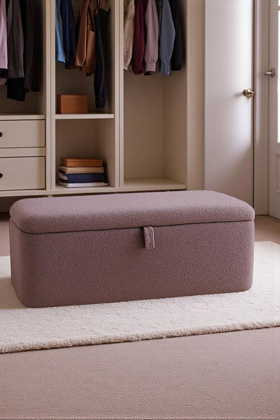 LENA Teddy Kumaş Sandıklı Puf Bench – Depolama, Oturma ve Yatak Ucu Bank