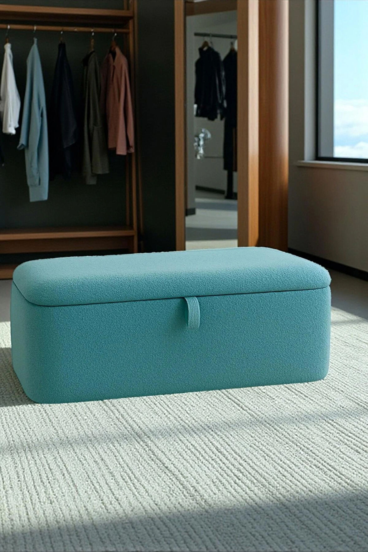 LENA Teddy Kumaş Sandıklı Puf Bench – Depolama, Oturma ve Yatak Ucu Bank