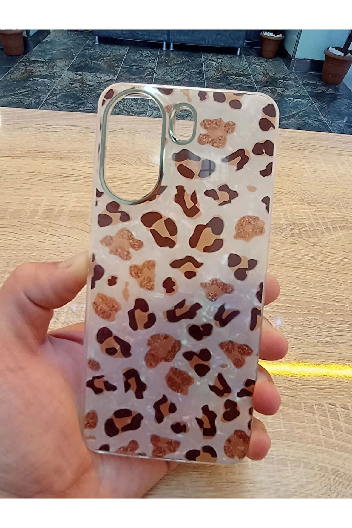 Xiaomi Redmi 13C 4G Leopar Desen Hologramlı Kılıf Darbe Korumalı Kapak