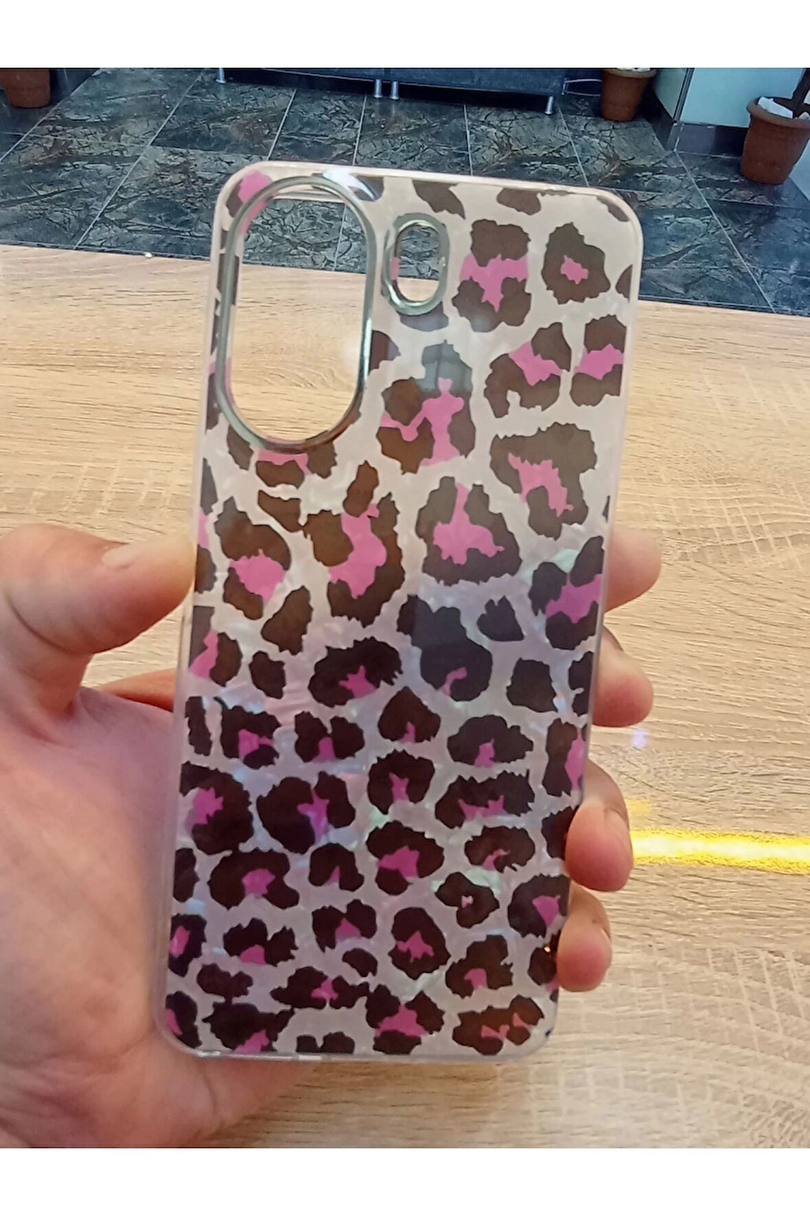 Xiaomi Redmi 13C 4G Leopar Desen Hologramlı Kılıf Darbe Korumalı Kapak