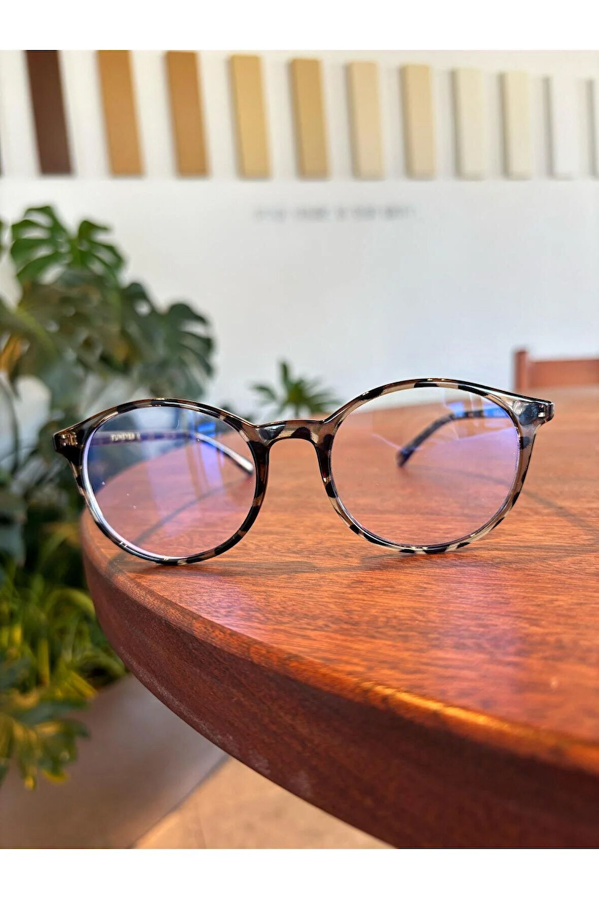 Yuvarlak Parlak Leopar metal Menteşeli Esnek Hafif Ekran Gözlüğü 50-17-145