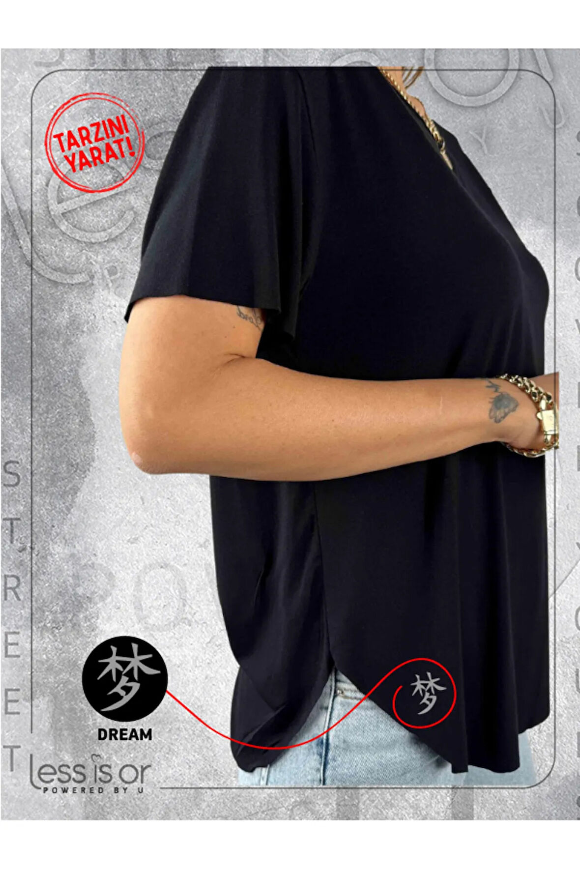 Kişiye Özel Bisiklet Yaka Siyah Basic Tshirt "Japon Sembolünü Seç"