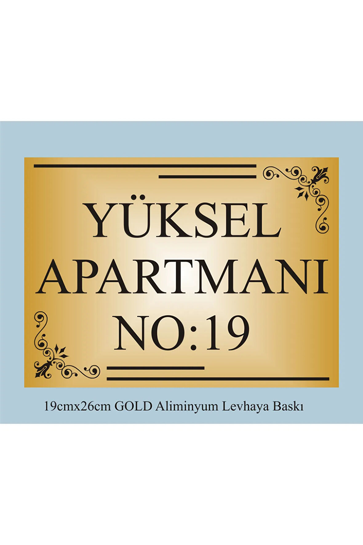 Apartman Kapısı İsimliği 26cm*19cm Gold Aliminyum Levha