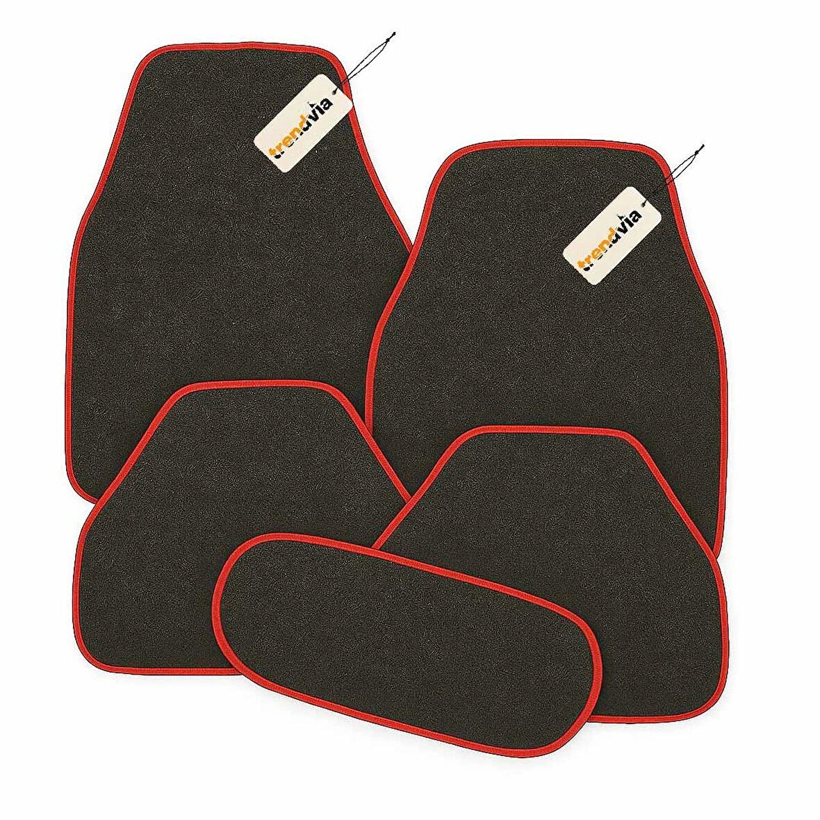 Antrasit Kırmızı Çizgili Oto Halı Paspas 5’li Set – Araba İçi Kaymaz Halı Paspas Takımı