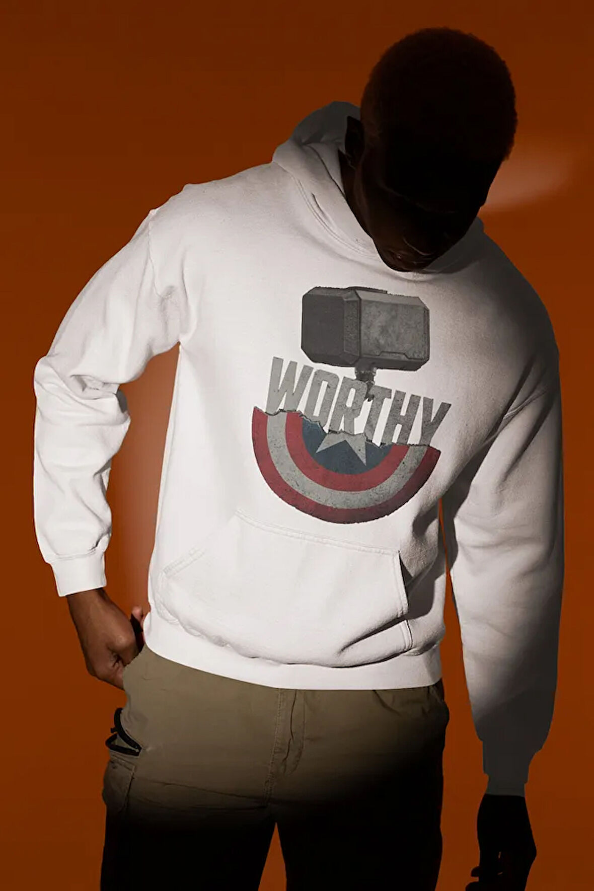 Worthy Thor x Kaptan Amerika Tasarım Baskılı Unisex Oversize Hoodie