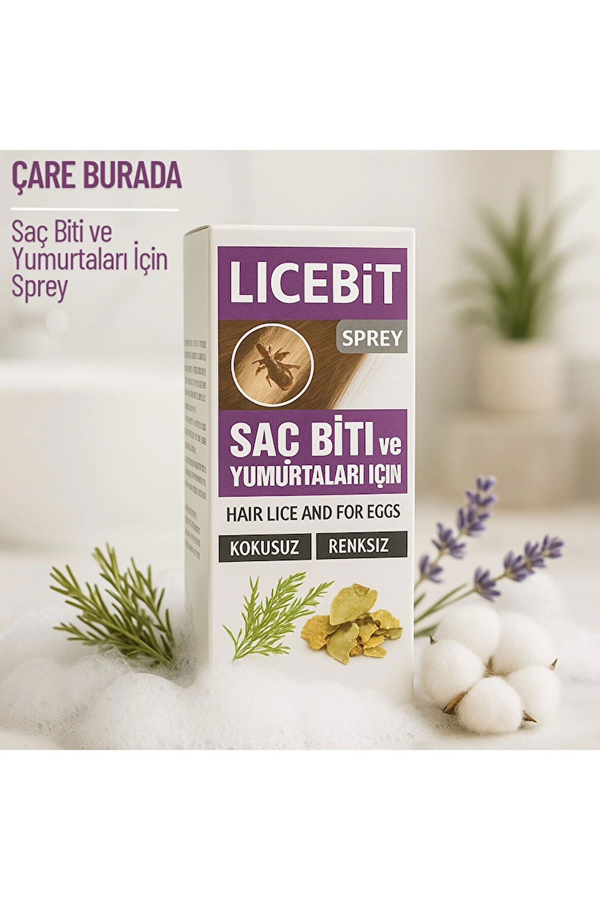 Licebit - Saç Biti ve Yumurtaları İçin Saç Spreyi 75 Ml (Kokusuz, Böcek İlaçsız, Renksiz)
