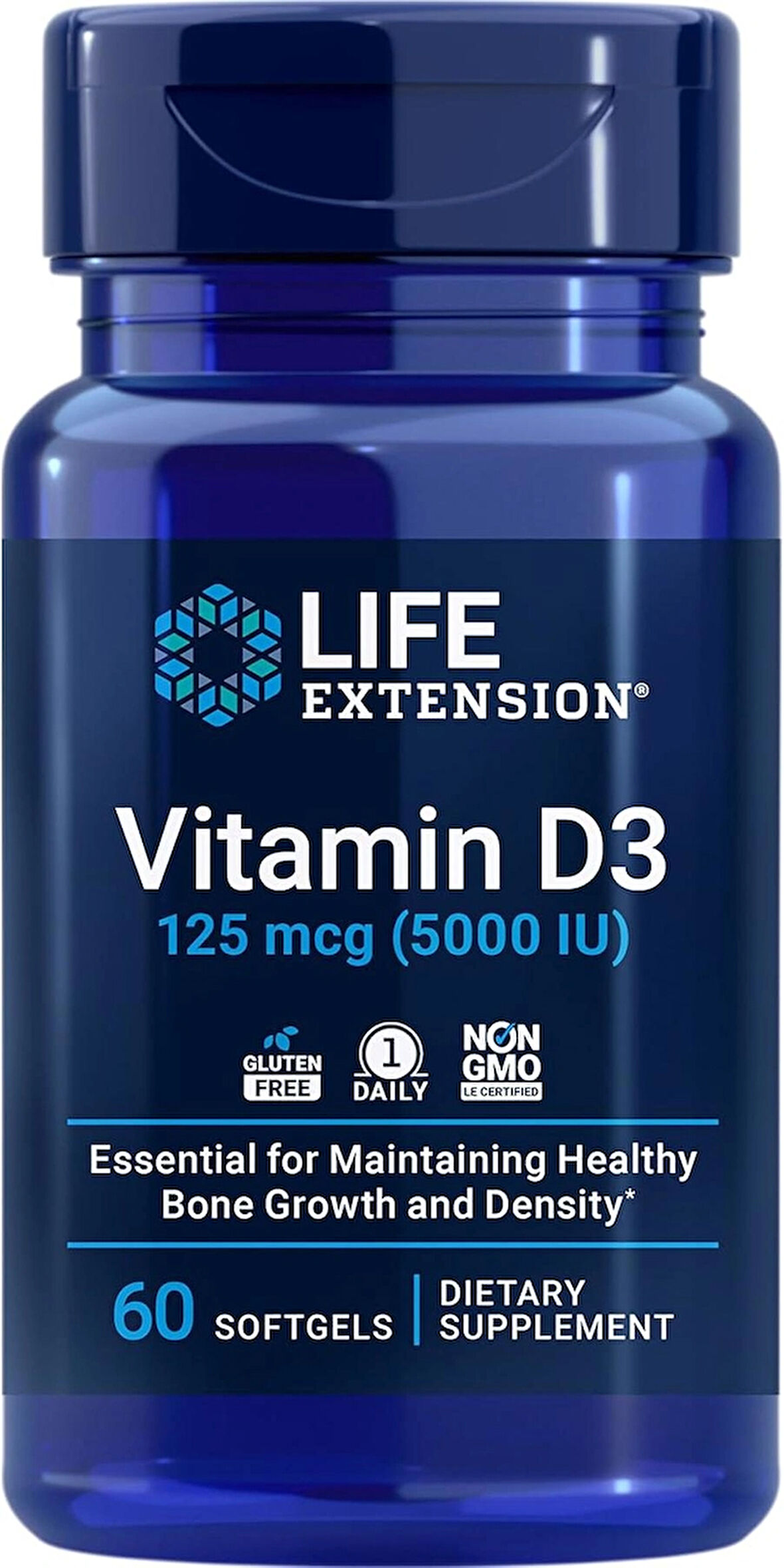 Life Extension Vitamin D3 5000 IU Bone Health Brain Immune System Support 60