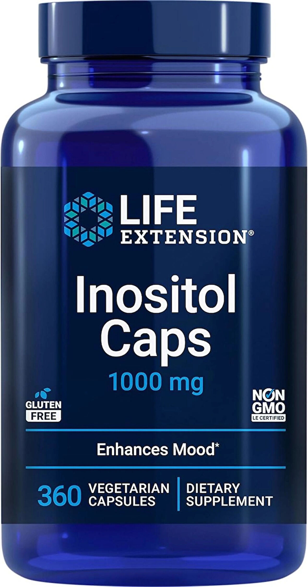 Life Extension Inositol Caps – 1000 mg, Myo-Inositol – Mood Health, Well-Being, Healthy Metabolism, Hormone Balance – Gluten-Free, Non-GMO, Vegetarian – 360 Capsules