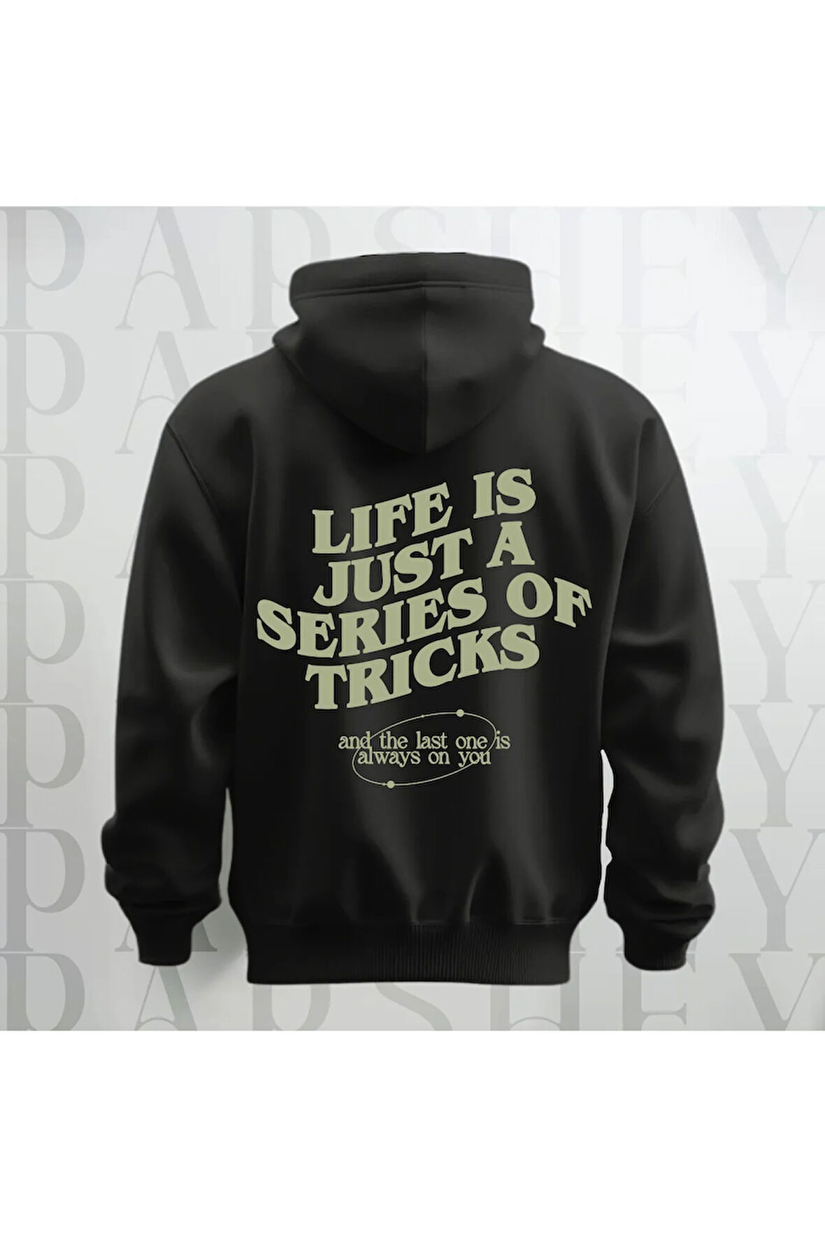 Life is Just a Series of Tricks Siyah Kapüşonlu Sweatshirt Kalın Kumaş