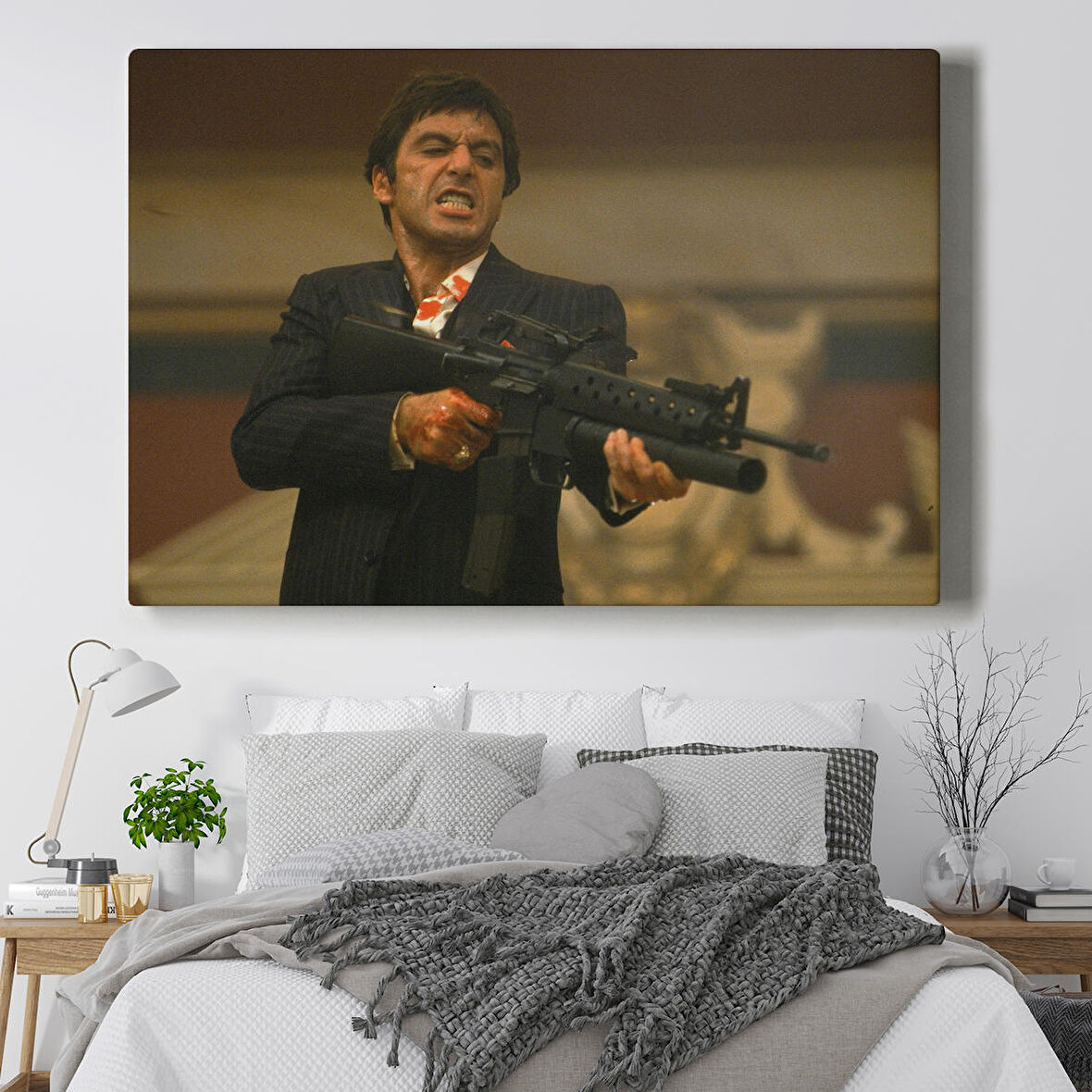 LilaFil Scarface Alpacino İtalyan Mafya Kanvas Tablo ( TEK PARÇA )