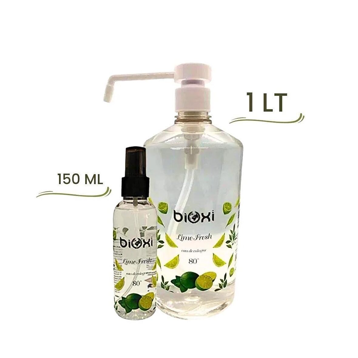 Bioxi® Lime Fresh 80° Kolonya 1 LT Sprey Başlıklı + 150 ML