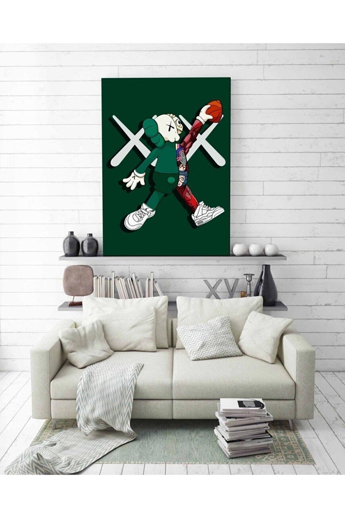 Kaws Basketball Green Duvar Dekorasyonu Kanvas Tablo