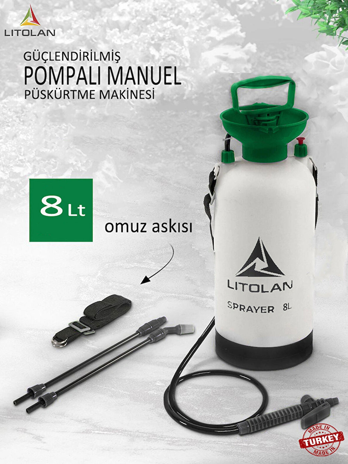 8 lt Mekanik püskürtücü standart, ilaçlama pompası