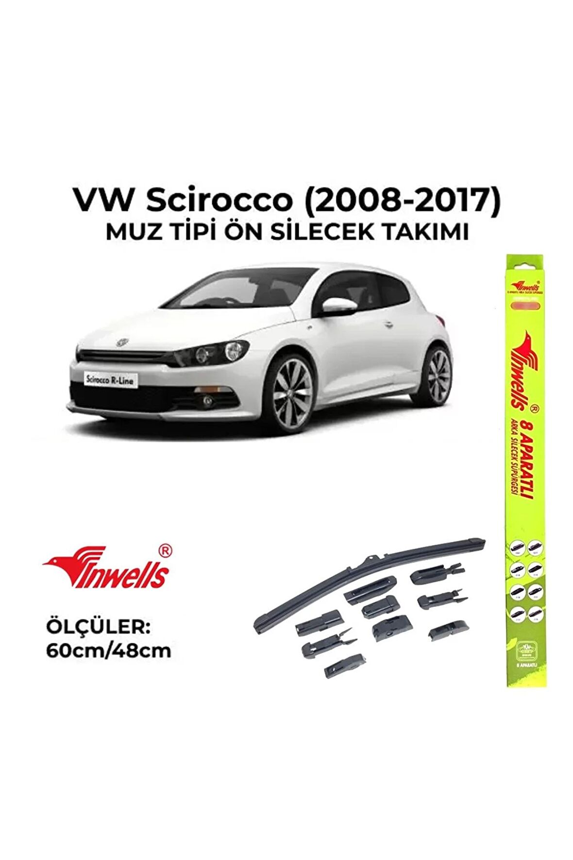 Volkswagen Scirocco (2008-2017) Ön Silecek Takımı 600x480mm (aparatlı) -
