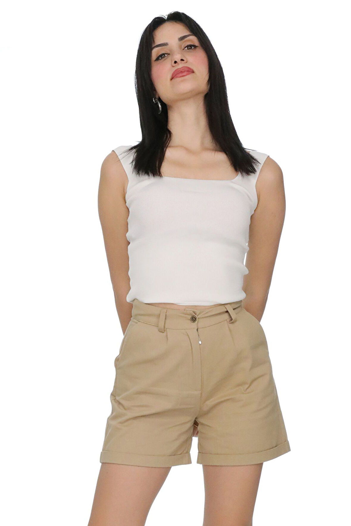 Slim Fit Duble Paça Gabardin Şort %100 Pamuk