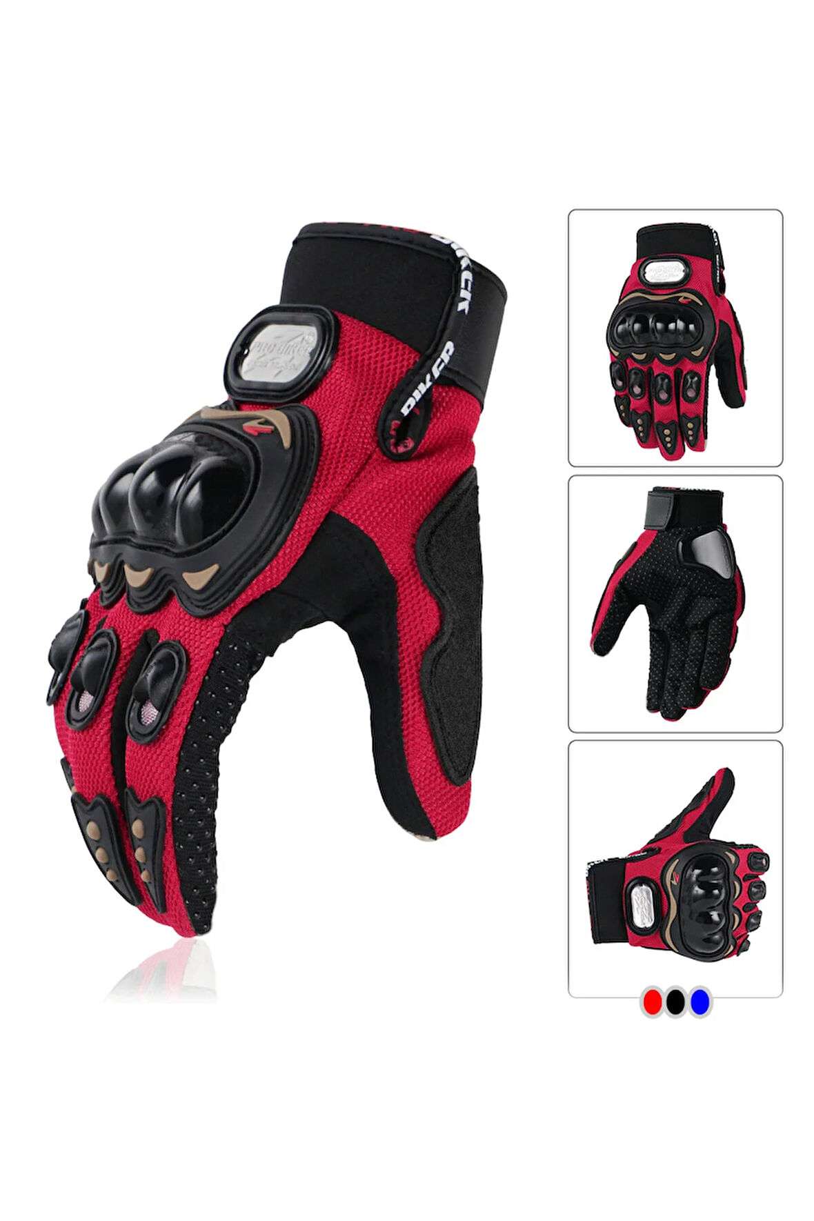 2025 Motosiklet Eldiveni Kırmızı 3 Mevsim Korumalı Dokunmatik Kaymaz Elastik Kumaş
