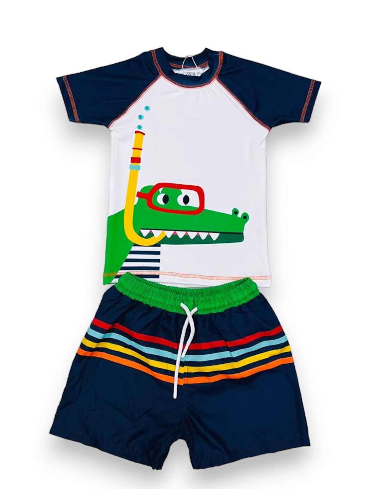 Erkek Çocuk PAW Patrol Baskılı Mavi - Sarı Beyaz T-shirt Şort Mayo Seti Üst Dalgıç Alt Paraşüt