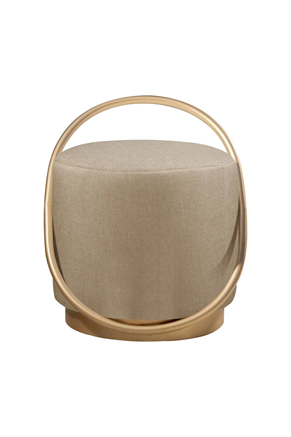 Loop Serisi Puf, Metal Halkalı Puf, Makyaj Oturağı ,Puf Bench Montajsız Oturak Gold Metal Ayaklı