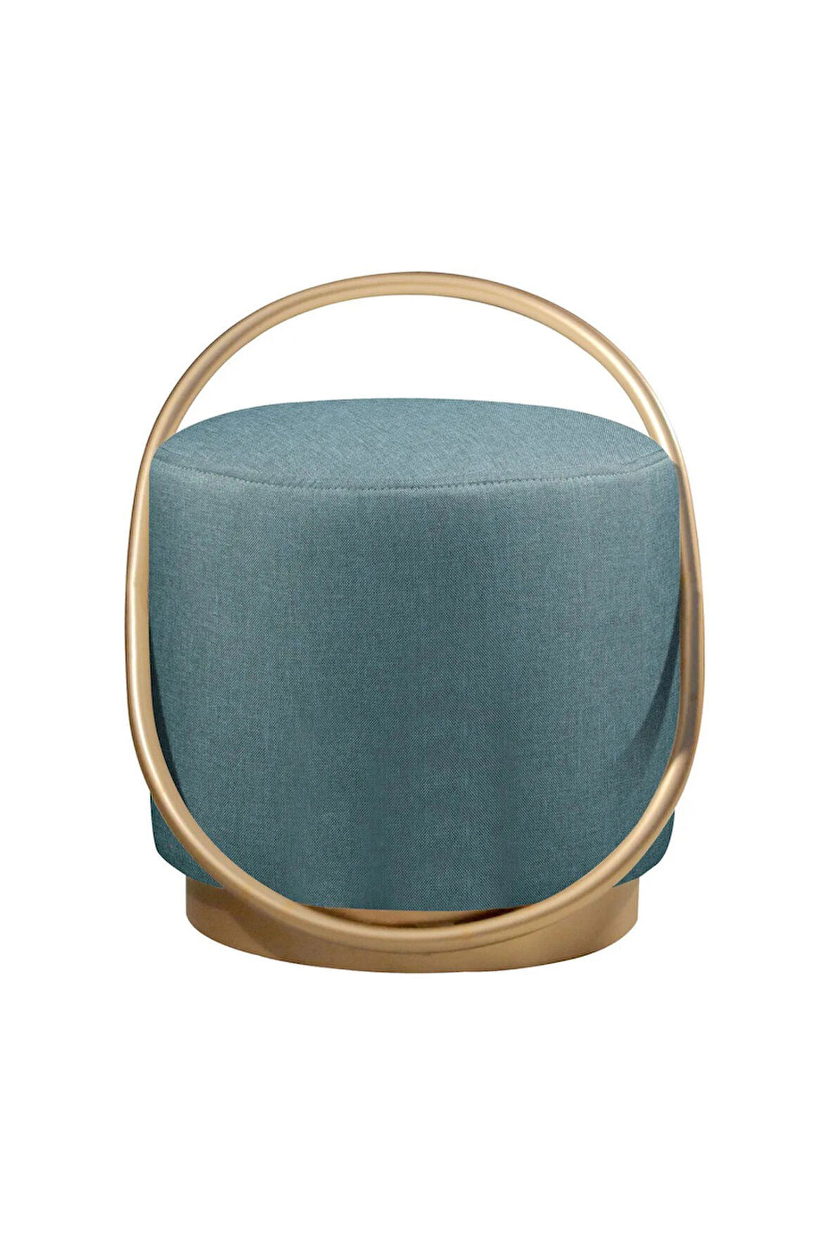 Loop Serisi Puf, Metal Halkalı Puf, Makyaj Oturağı ,Puf Bench Montajsız Oturak Gold Metal Ayaklı