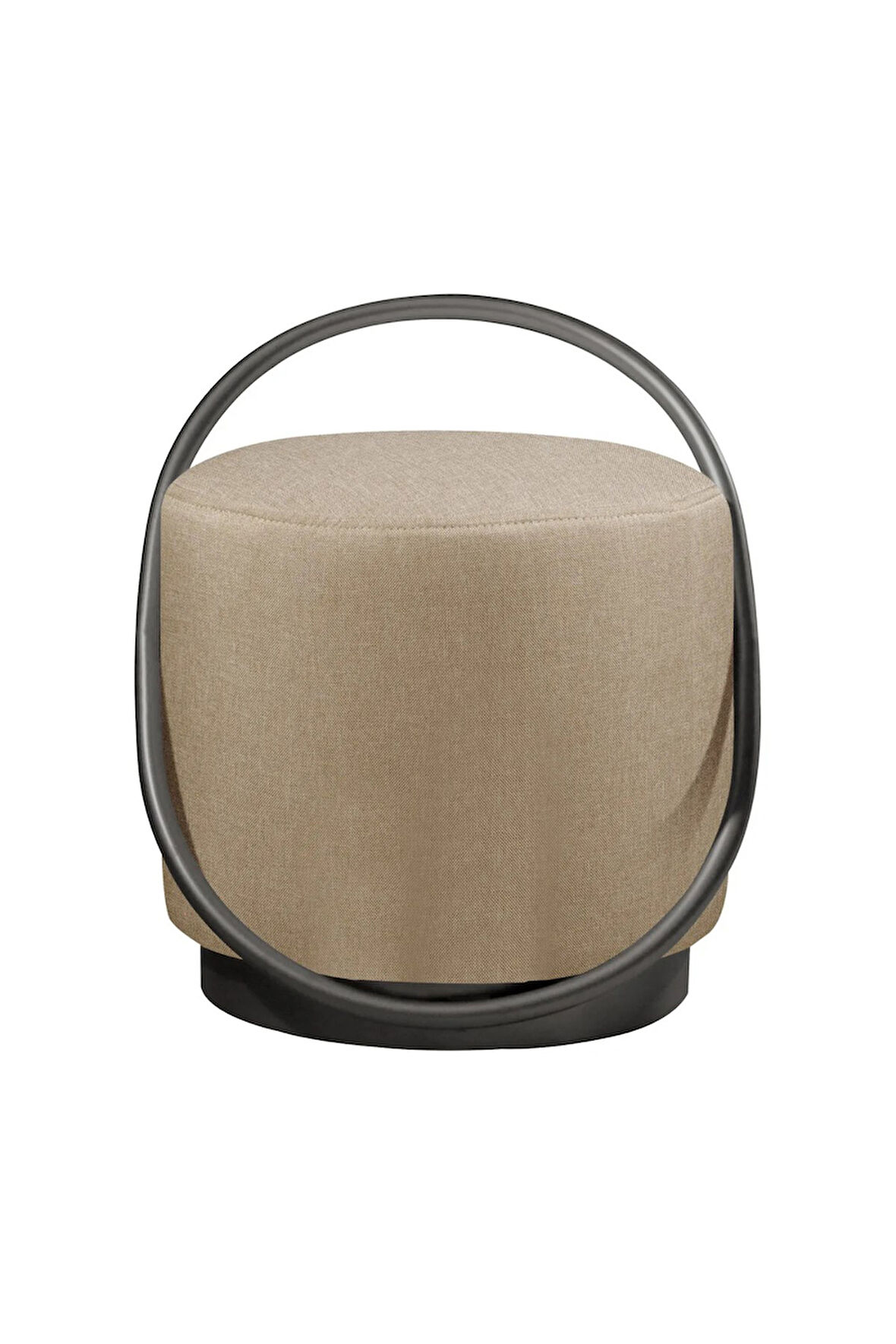 Loop Serisi Puf, Metal Halkalı Puf, Makyaj Oturağı ,Puf Bench Montajsız Oturak Siyah Metal Ayaklı