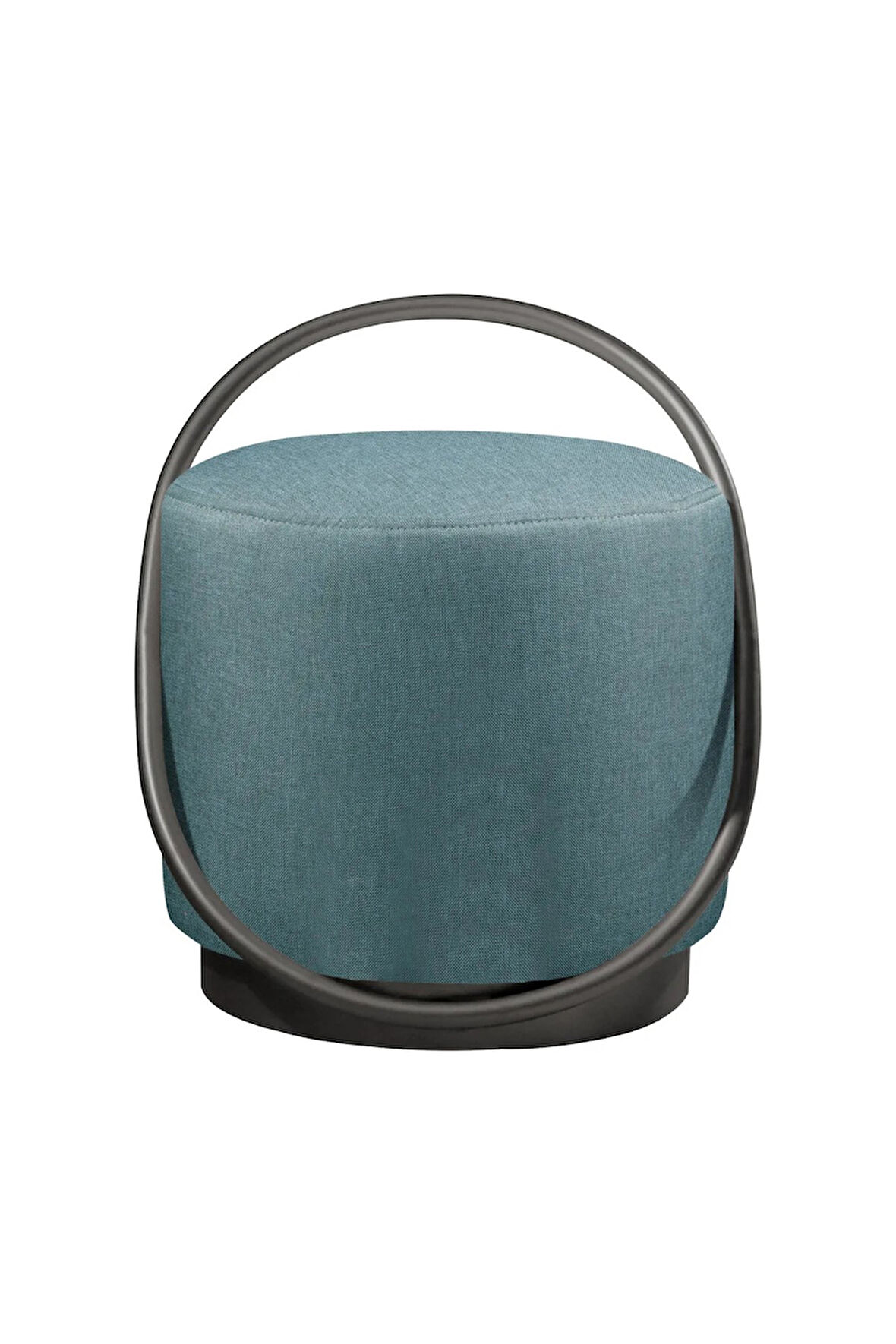 Loop Serisi Puf, Metal Halkalı Puf, Makyaj Oturağı ,Puf Bench Montajsız Oturak Siyah Metal Ayaklı