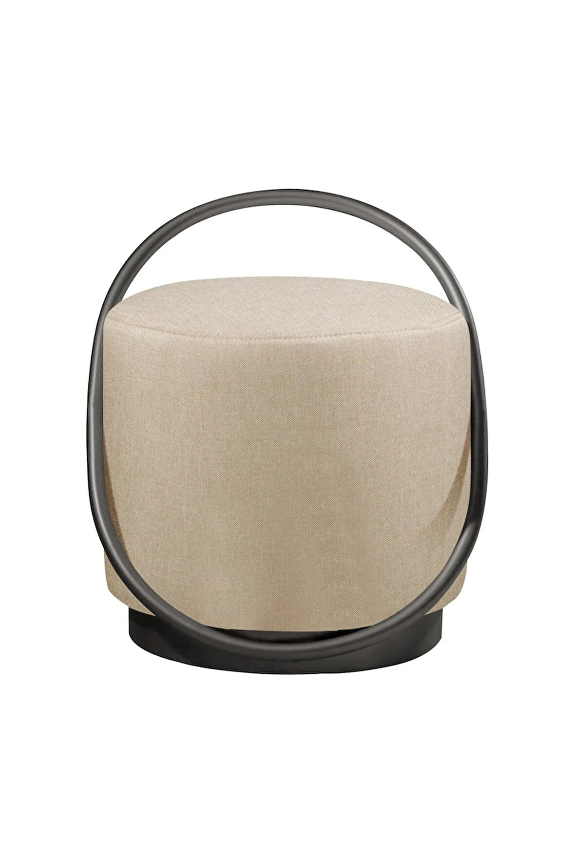 Loop Serisi Puf, Metal Halkalı Puf, Makyaj Oturağı ,Puf Bench Montajsız Oturak Siyah Metal Ayaklı