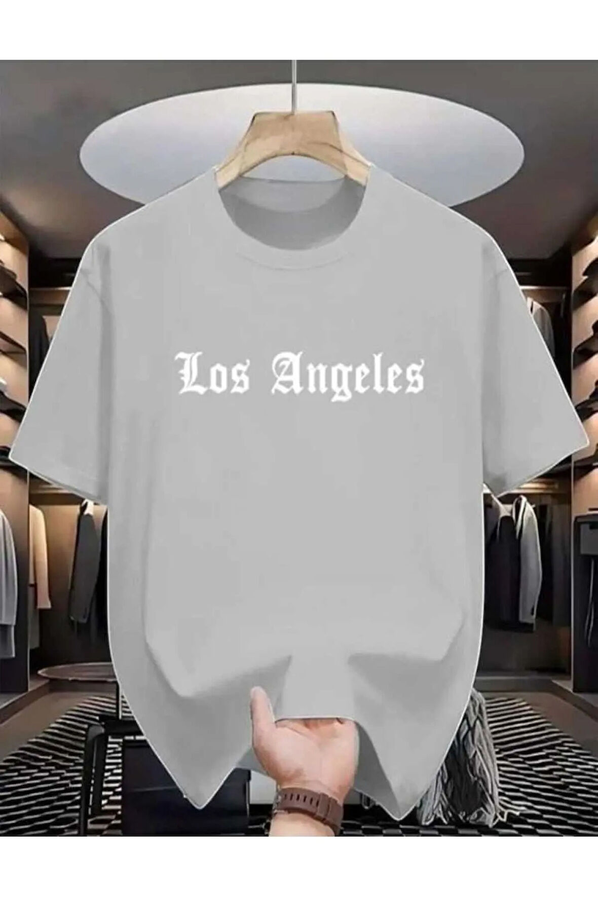 malkoçbey los angeles baskılı oversize unisex basic o yaka t-şhirt