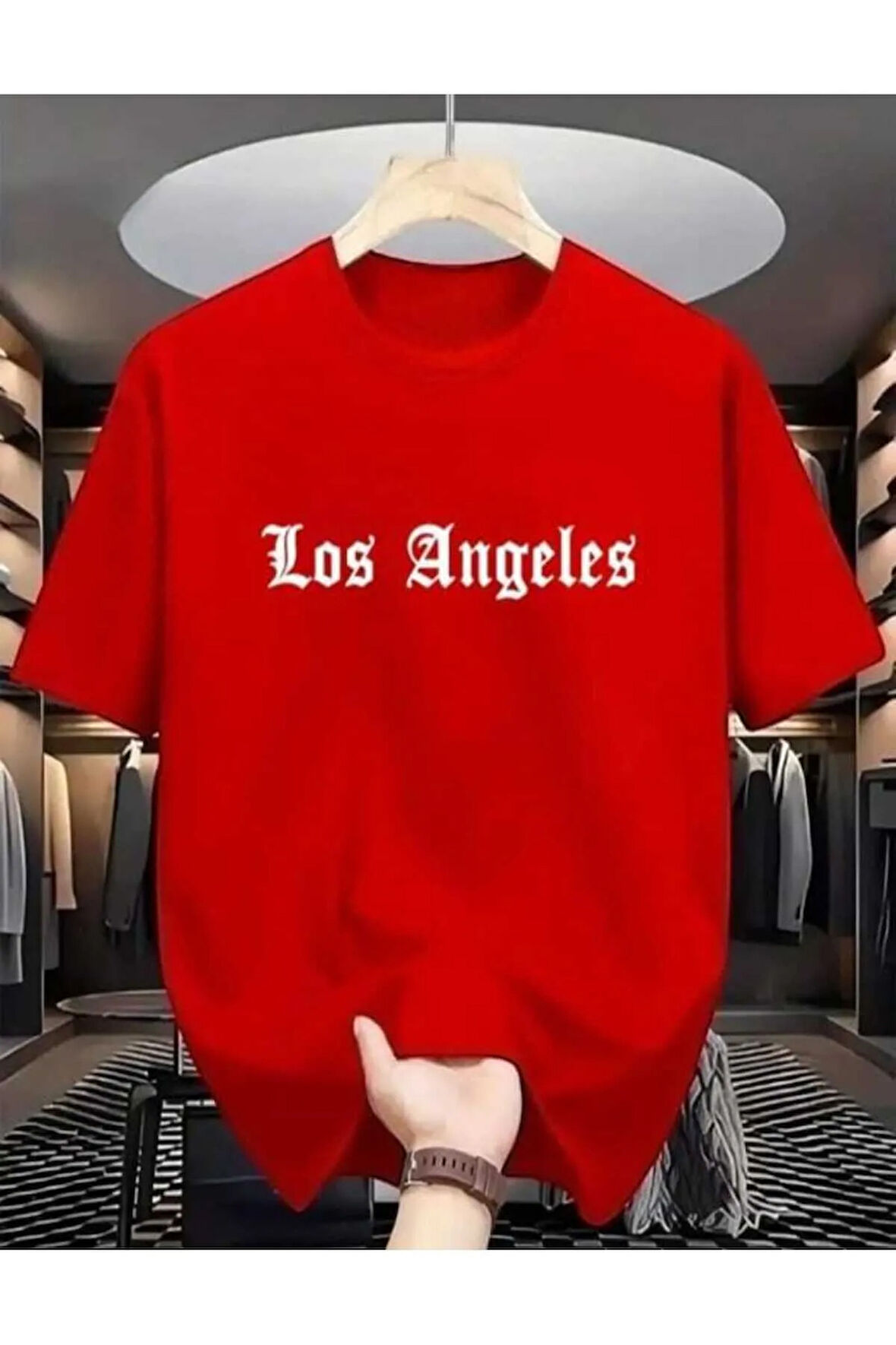 malkoçbey los angeles baskılı oversize unisex basic o yaka t-şhirt