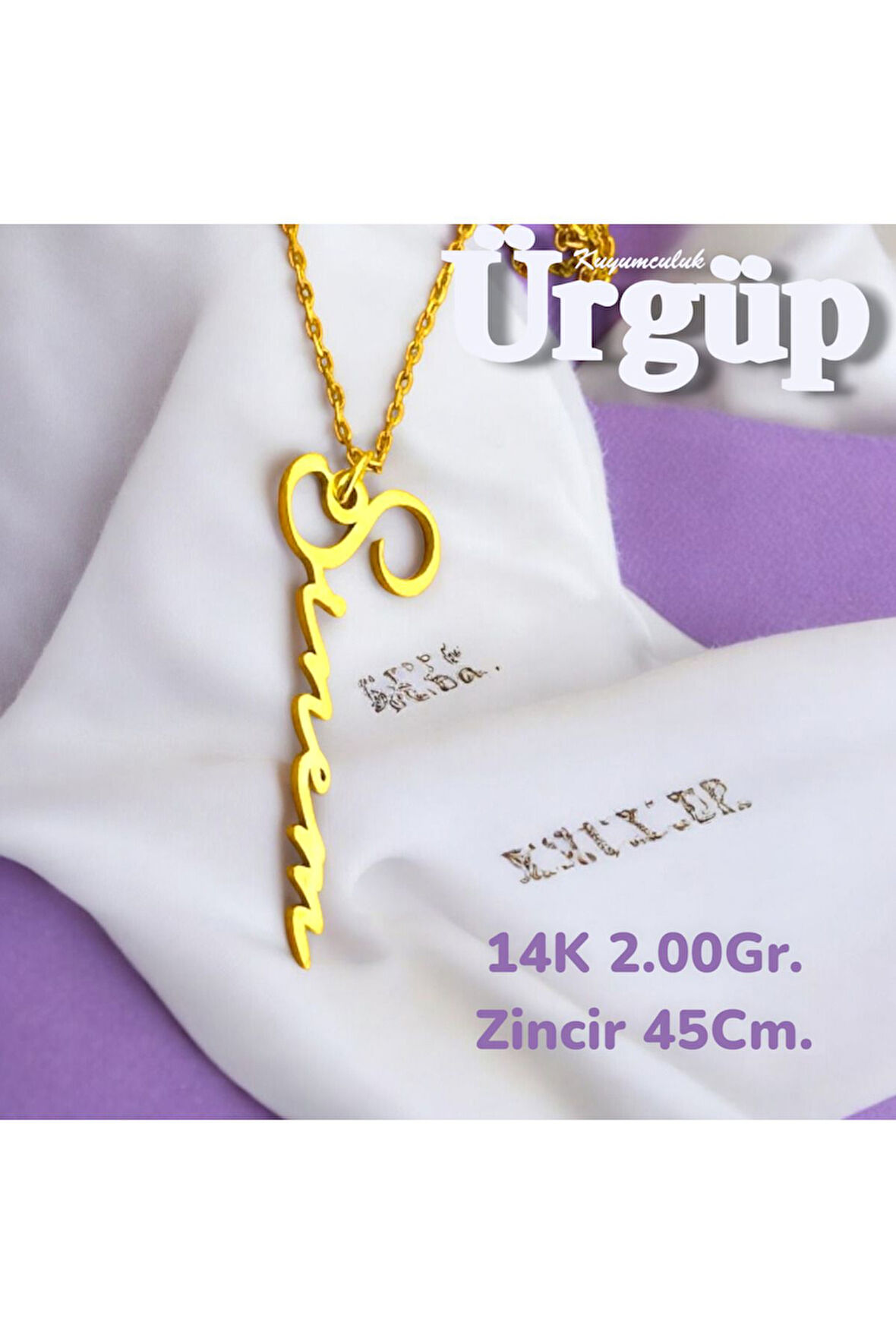 14AYAR 2.00Gram Altın Kişiye Özel Dikey İsim kolye